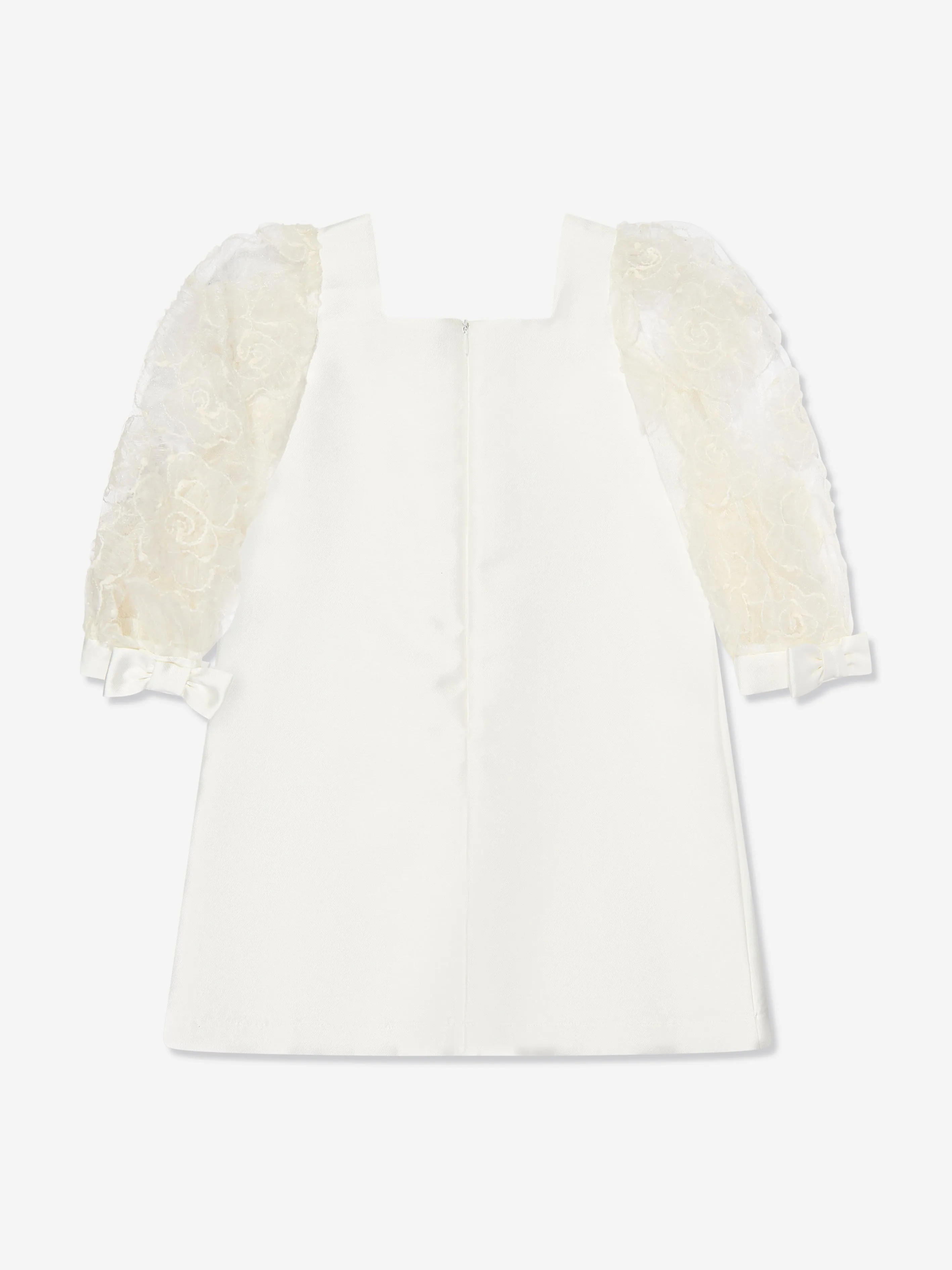 Mama Luma Girls Organza Flower Sleeve Dress in White