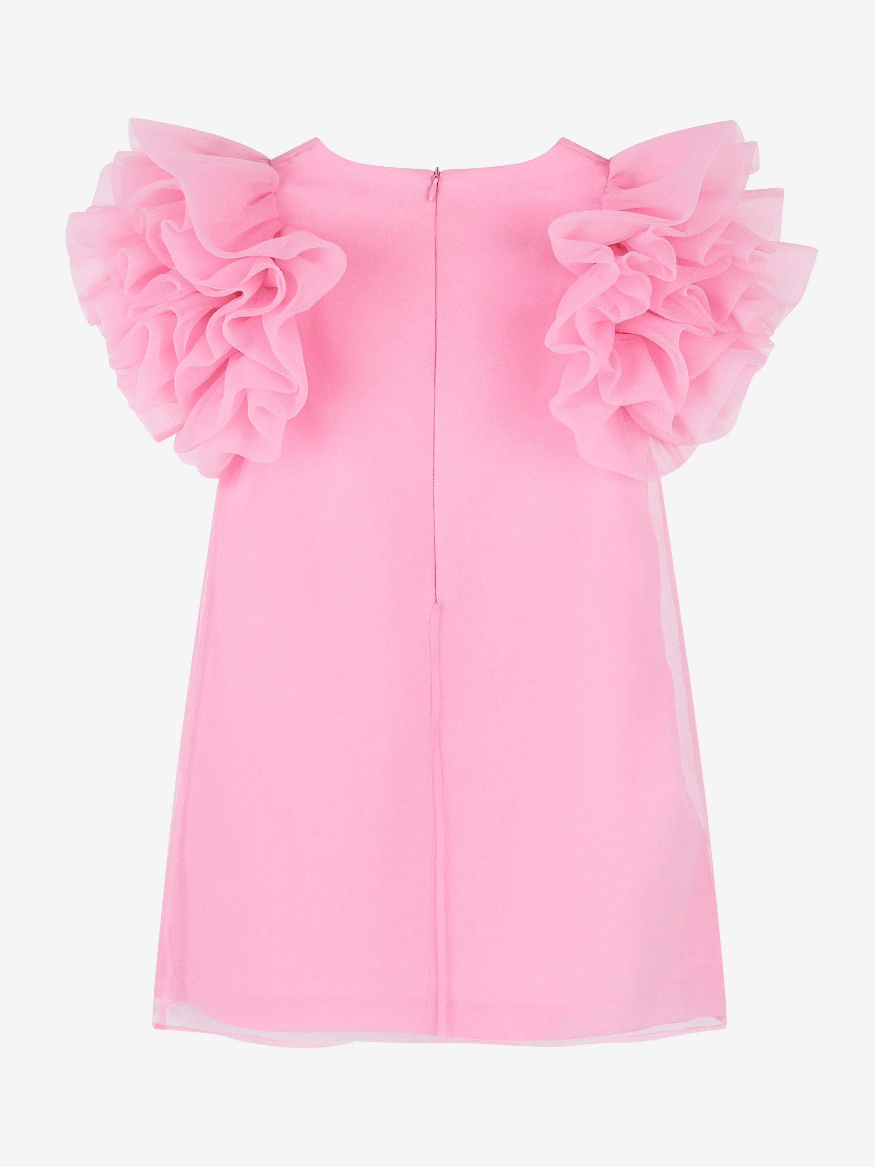 Mama Luma Girls Organza Ruffle Sleeve Dress in Pink
