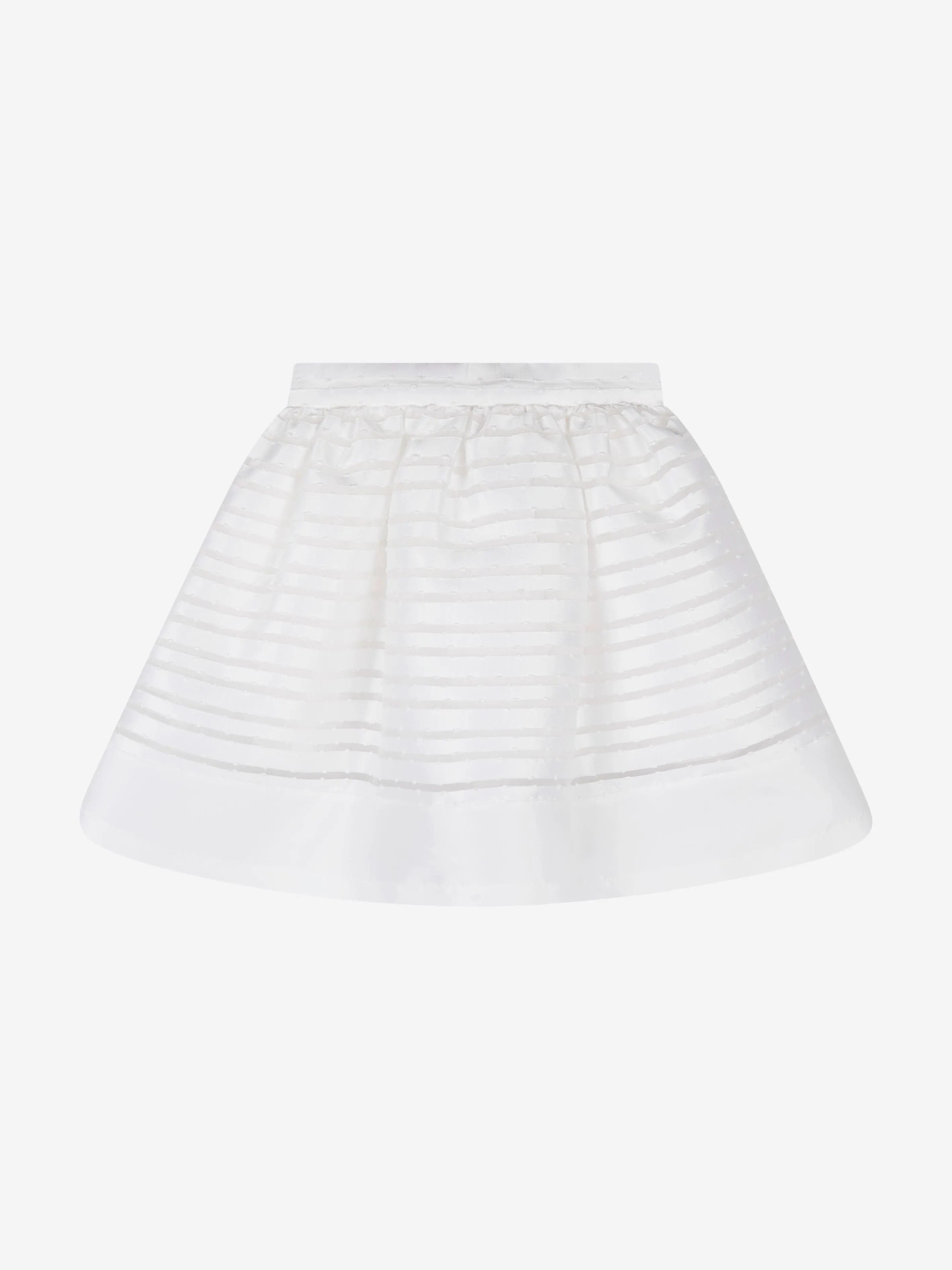 Mama Luma Girls Organza Striped Bow Skirt in White