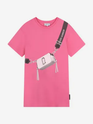 MARC JACOBS Girls Snapshot Bag T-Shirt Dress in Pink