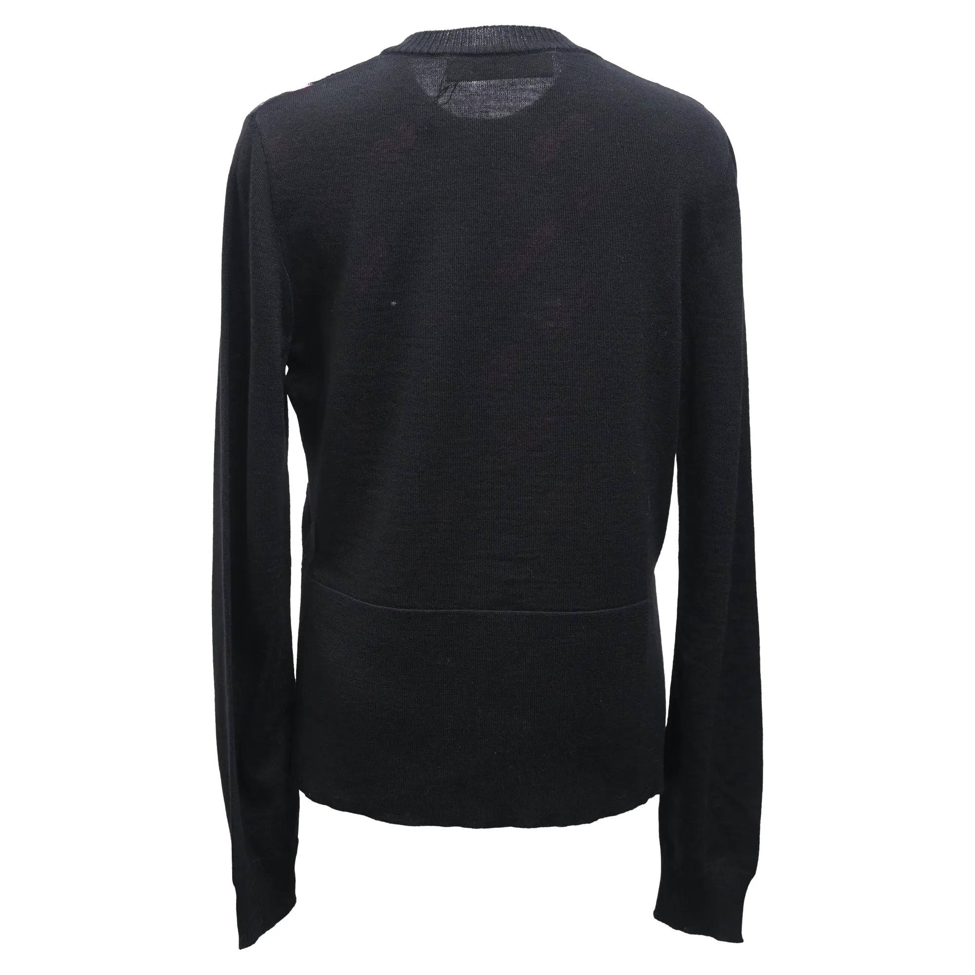 Marni Weave Pattern Buttoned Cardigan in Black and Pink Wool