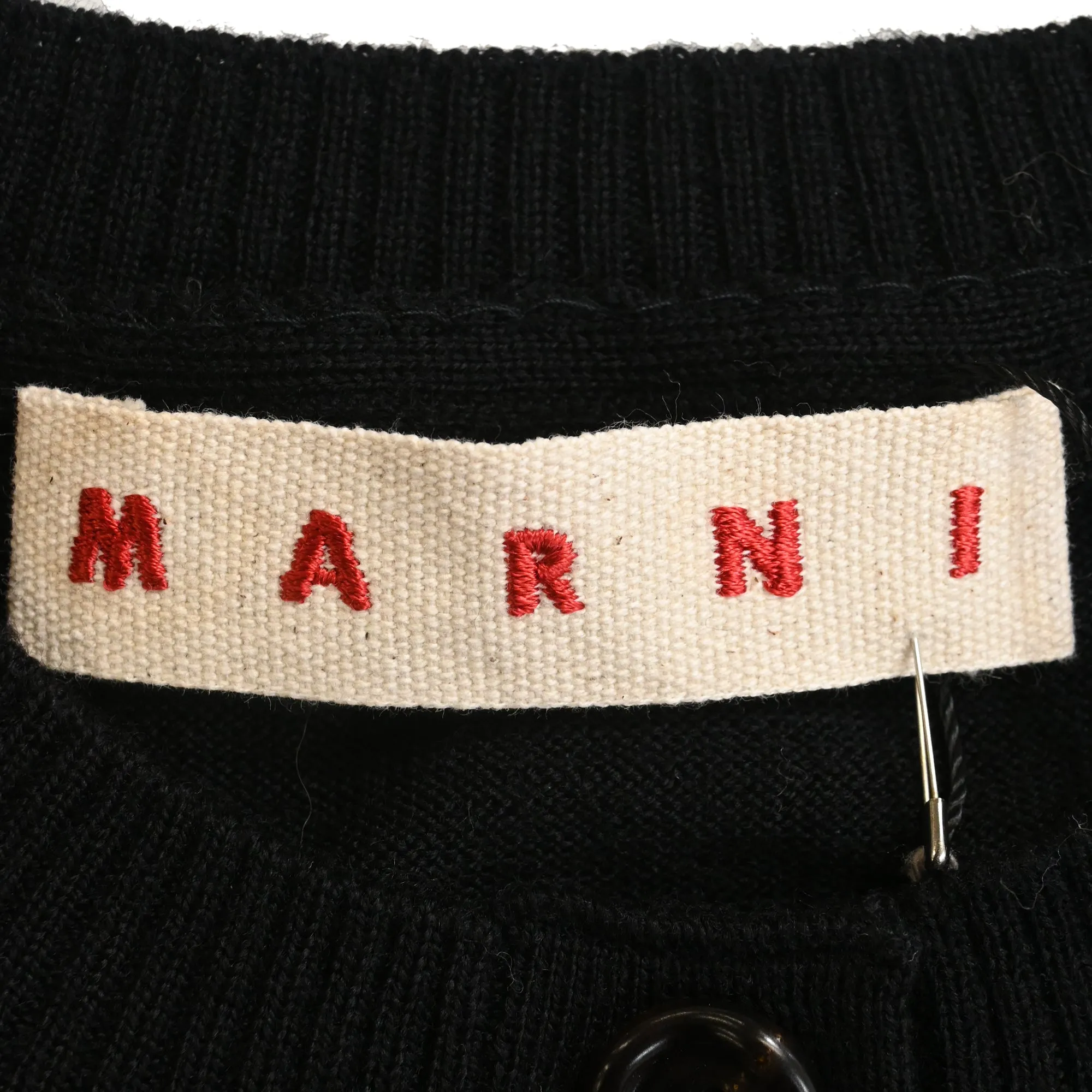 Marni Weave Pattern Buttoned Cardigan in Black and Pink Wool