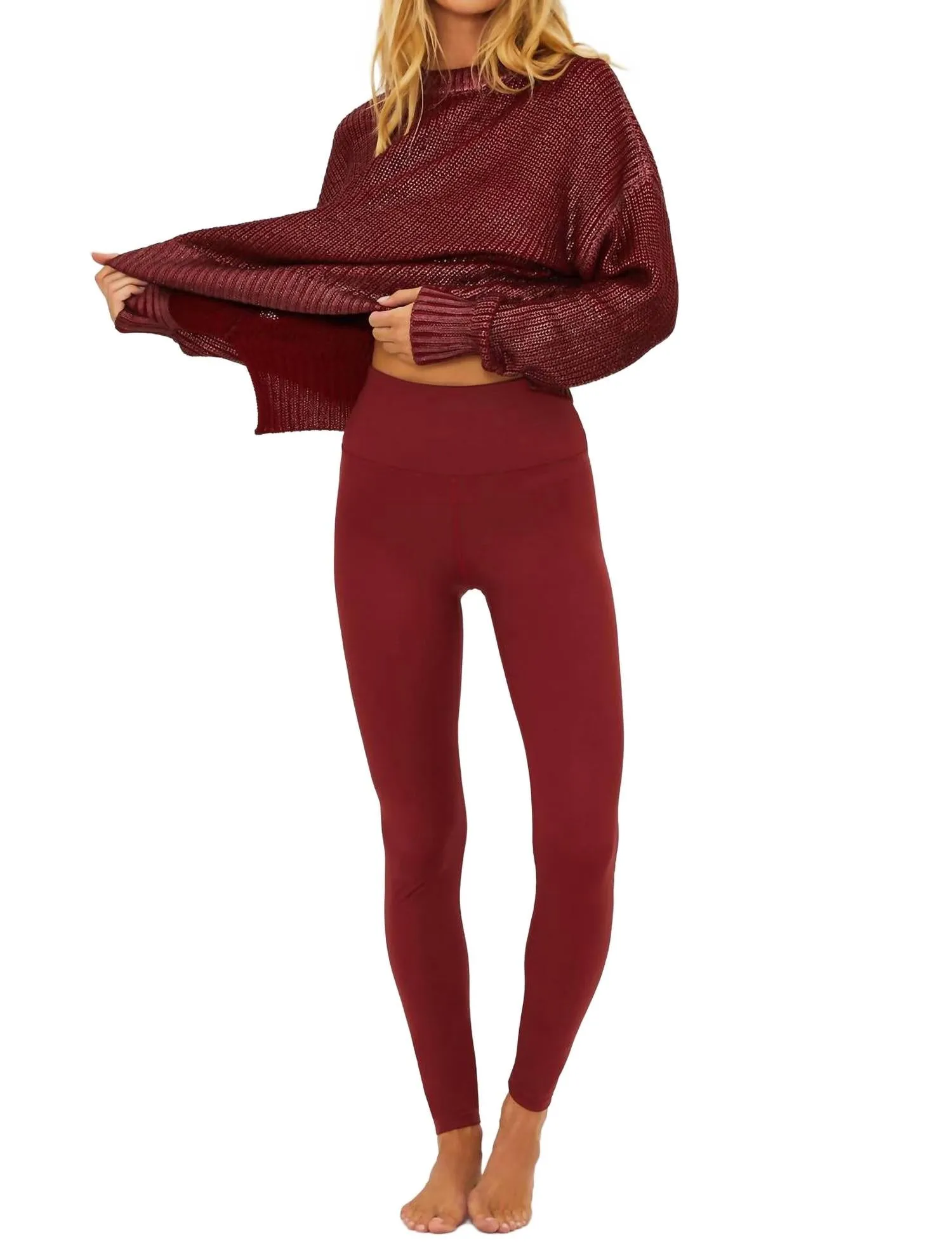 Merlot Piper Shine Legging In Red
