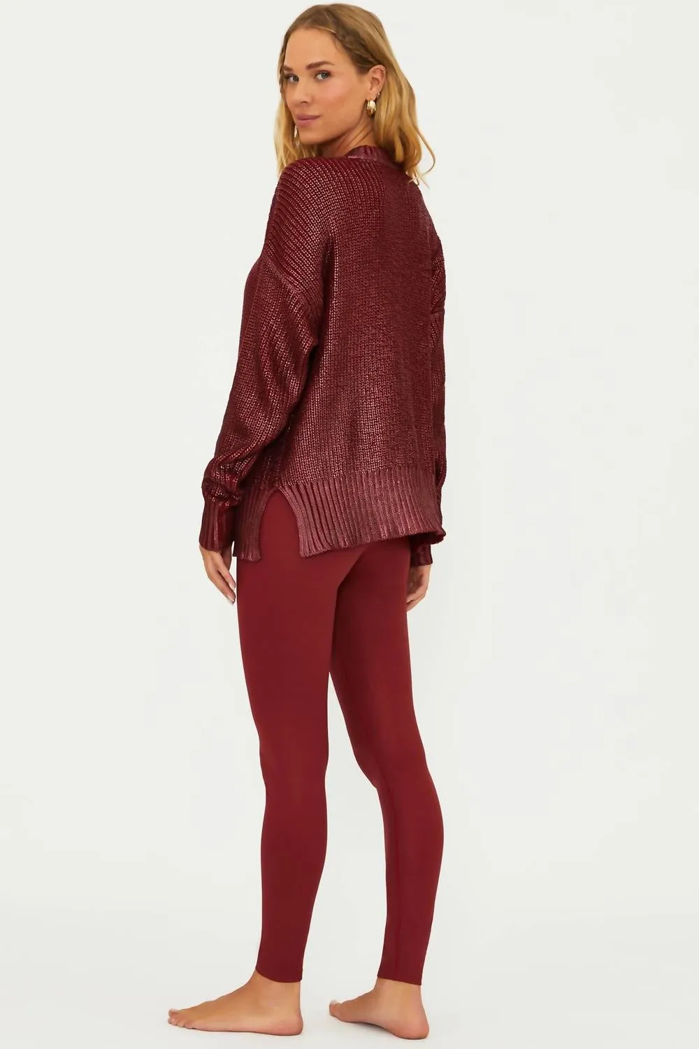 Merlot Piper Shine Legging In Red