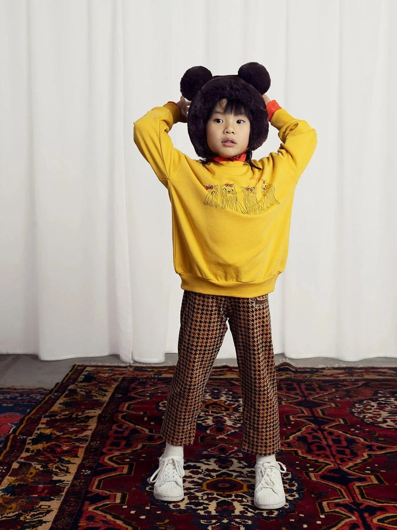 Mini Rodini Kids Agaha Dogs Swetshirt in Yellow