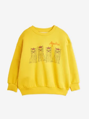 Mini Rodini Kids Agaha Dogs Swetshirt in Yellow