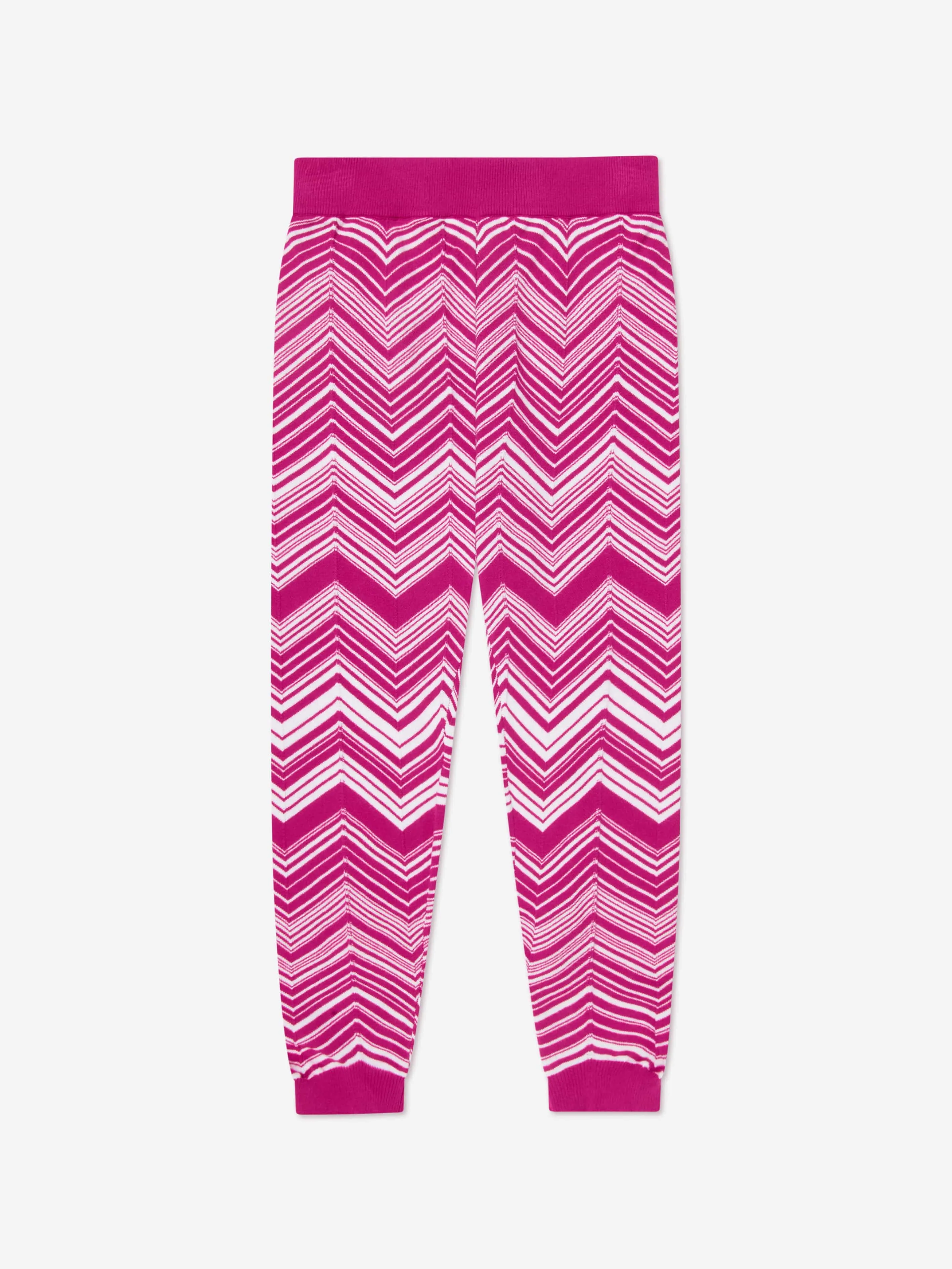 Missoni Girls Zigzag Knitted Leggings in Pink