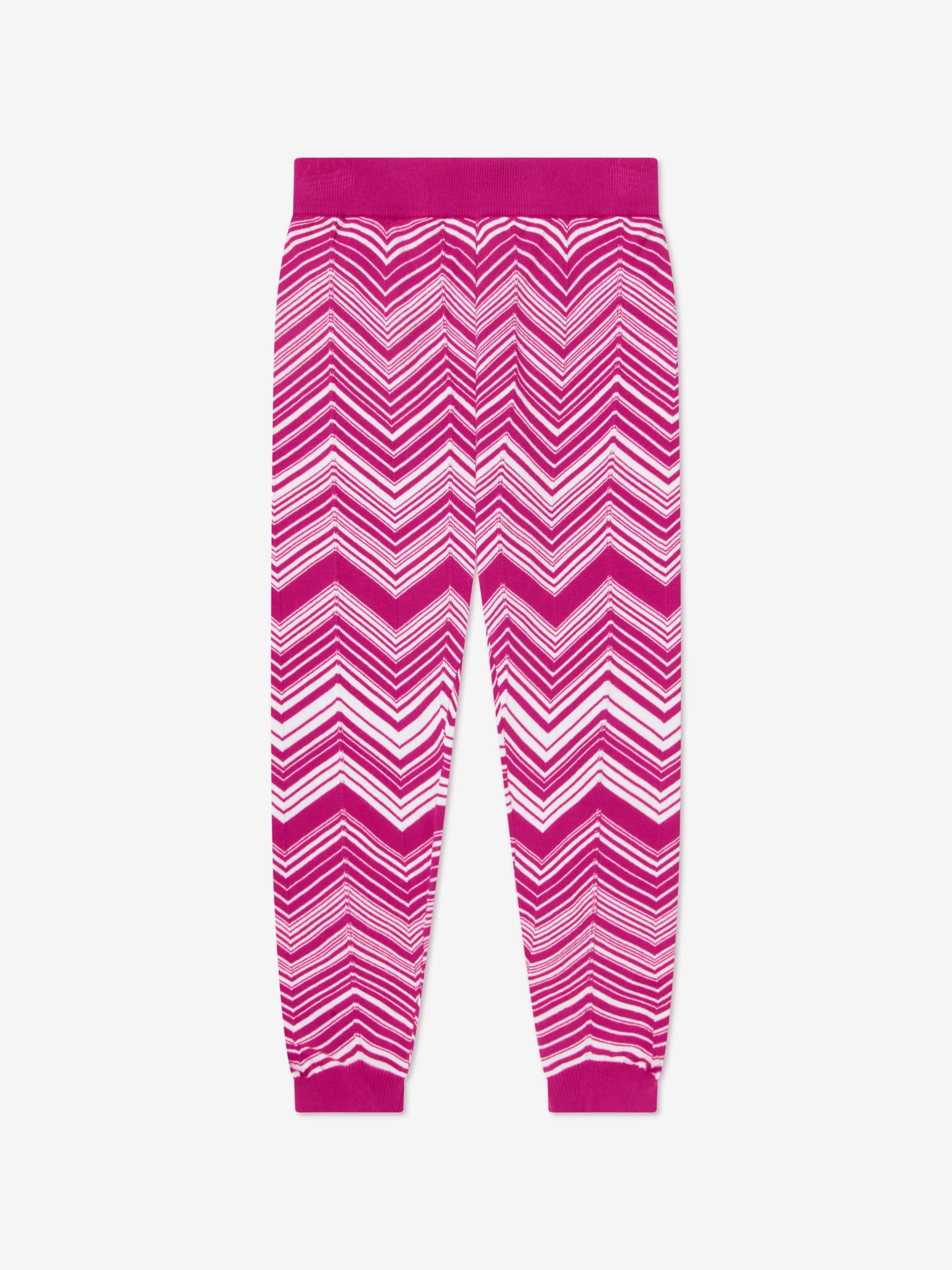 Missoni Girls Zigzag Knitted Leggings in Pink