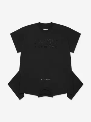MM6 Maison Margiela Girls Asymmetric T-Shirt Dress in Black