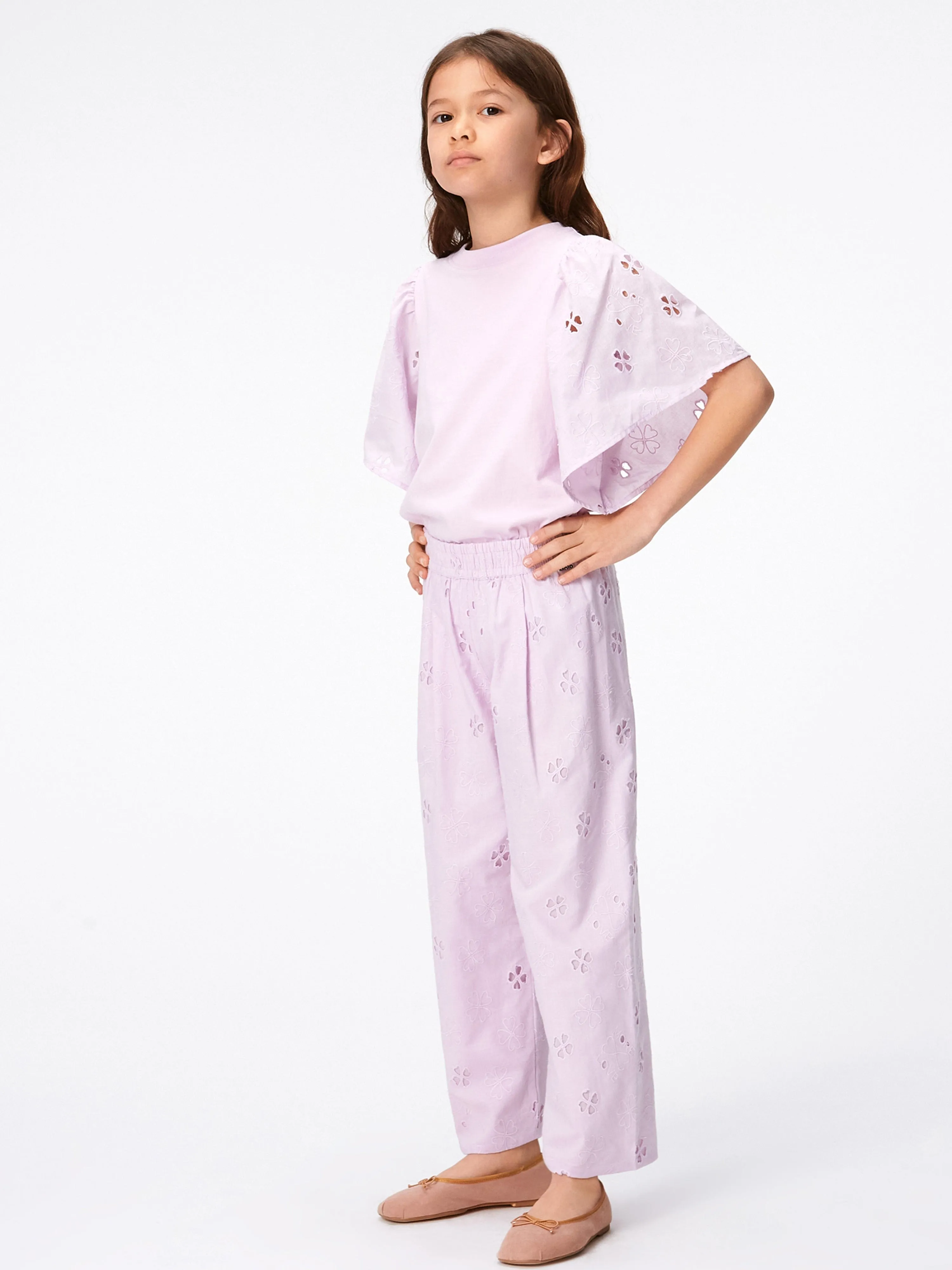 Molo Girls Floral Print Trousers in Pink