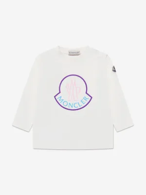 Moncler Enfant Baby Girls Long Sleeve Logo T-Shirt in Ivory