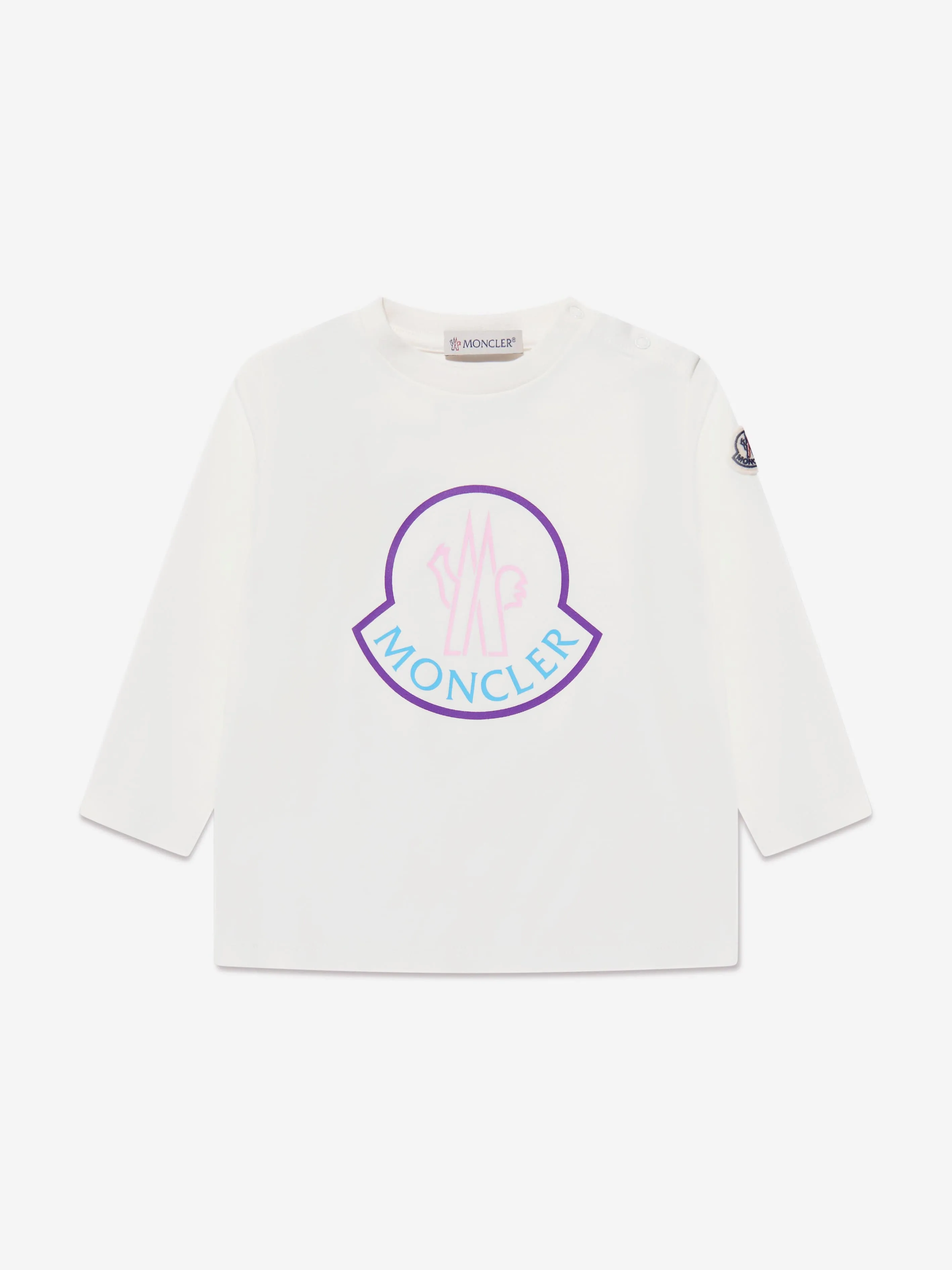Moncler Enfant Baby Girls Long Sleeve Logo T-Shirt in Ivory