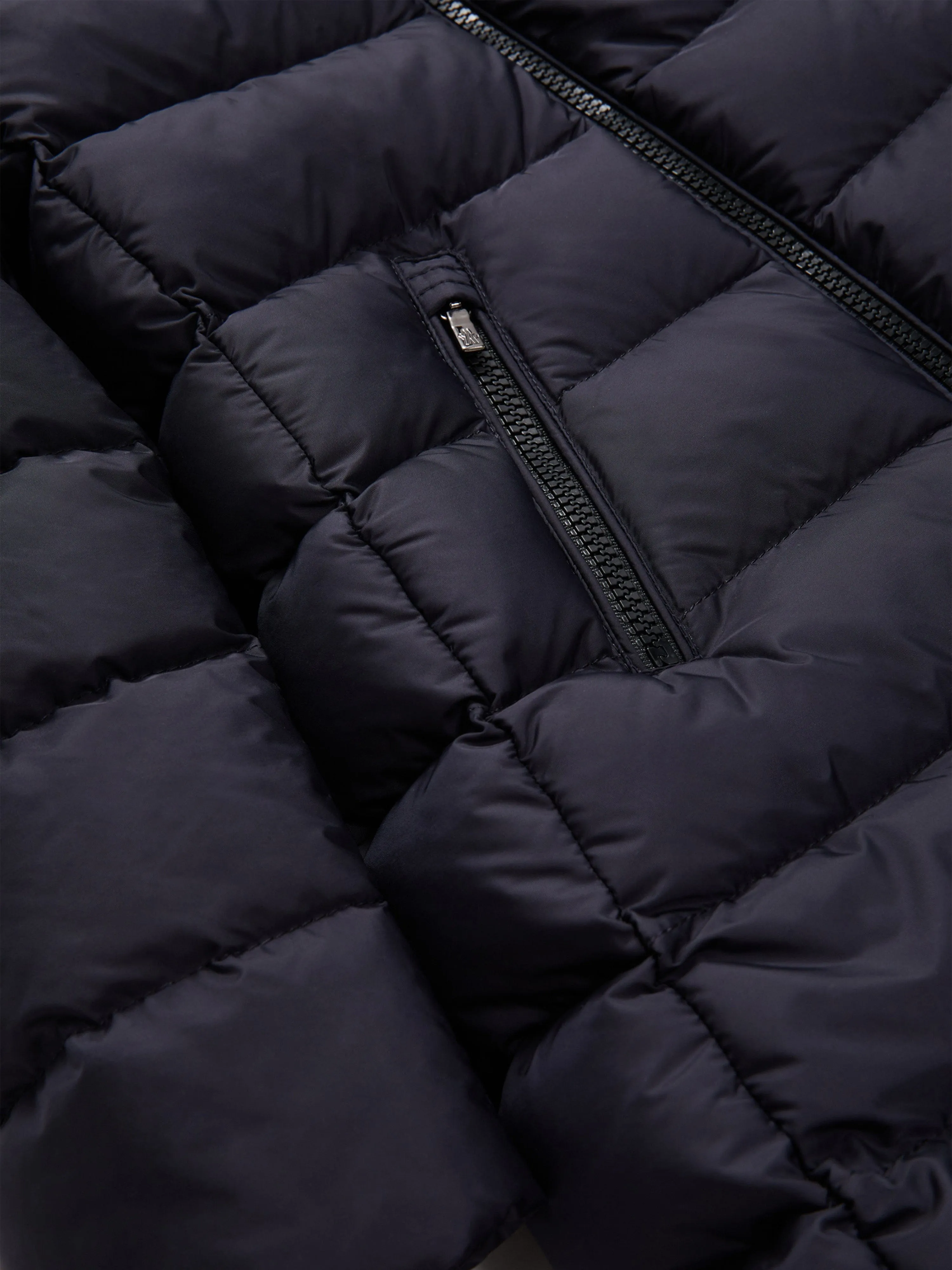 Moncler Enfant Girls Abelle Hooded Shearling Down Coat in Navy