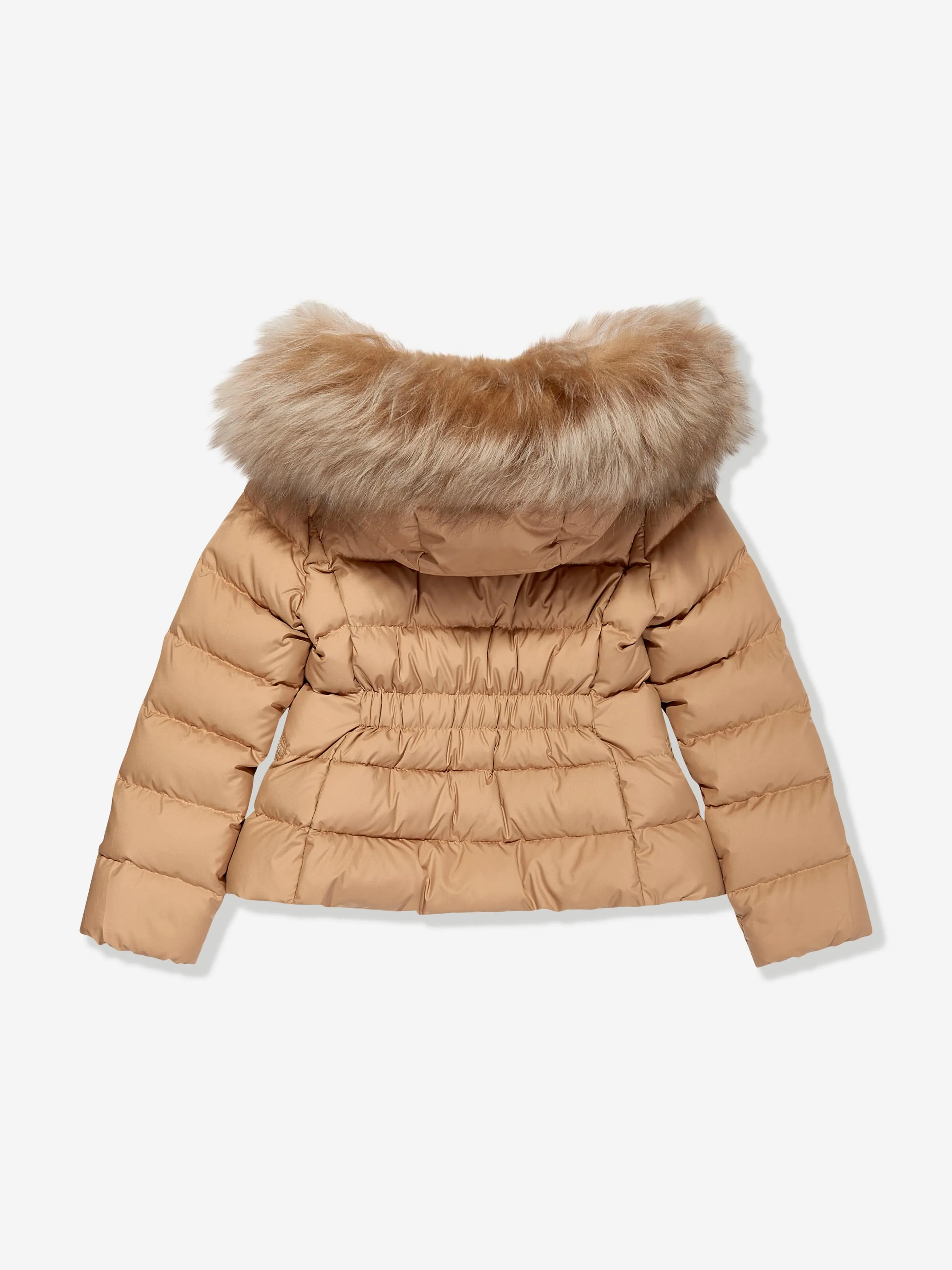 Moncler Enfant Girls Boedette Hooded Shearling Down Jacket in Beige