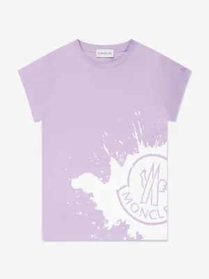 Moncler Enfant Girls Logo Print T-Shirt in Lilac