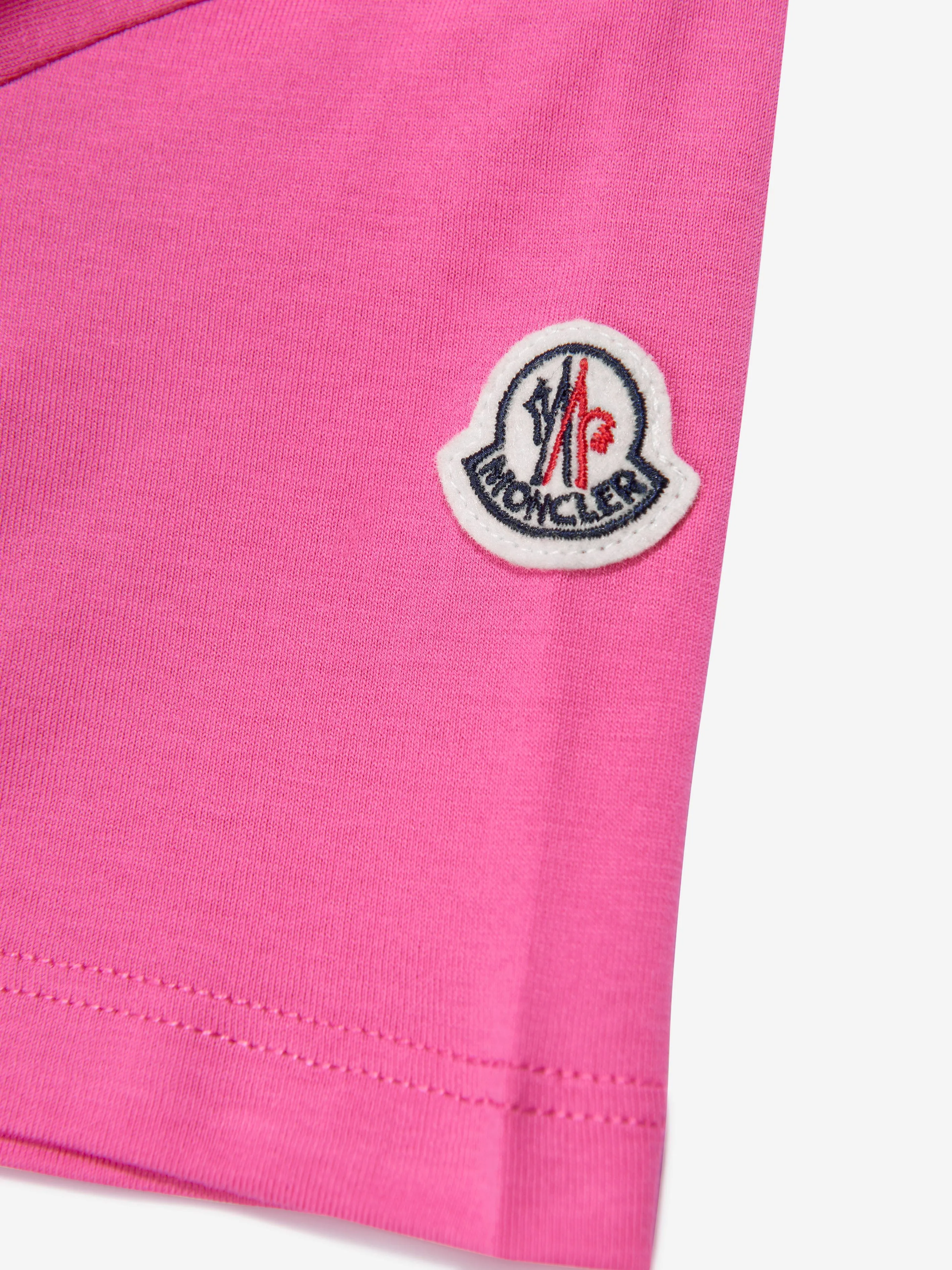 Moncler Enfant Girls Logo Print T-Shirt in Pink