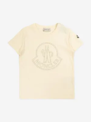 Moncler Enfant Girls Logo T-Shirt in Ivory