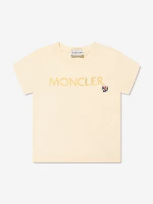Moncler Enfant Girls Logo T-Shirt in Yellow