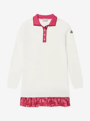 Moncler Enfant Girls Long Sleeve Polo Dress in White