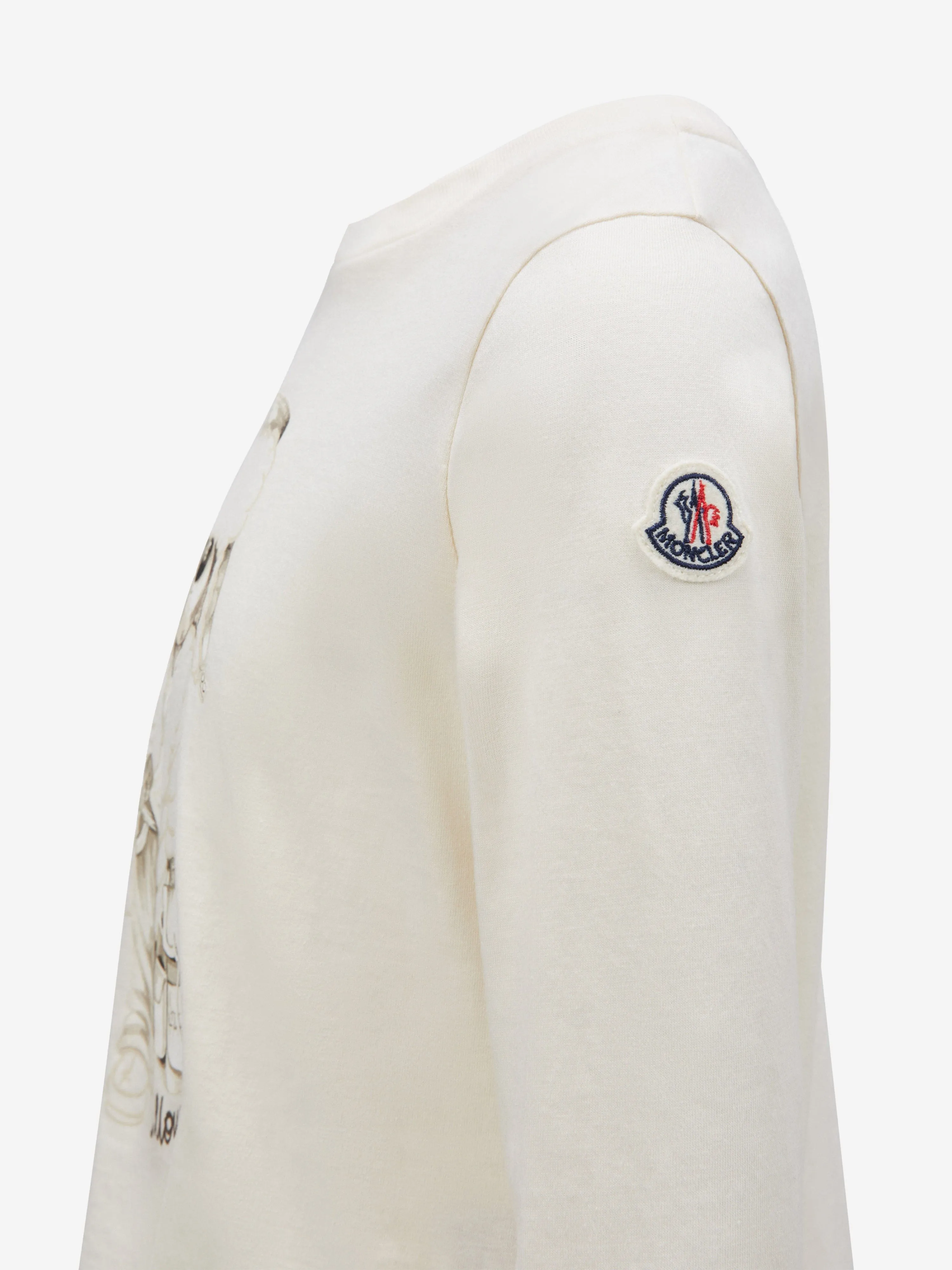 Moncler Enfant Girls Long Sleeve T-Shirt in Ivory