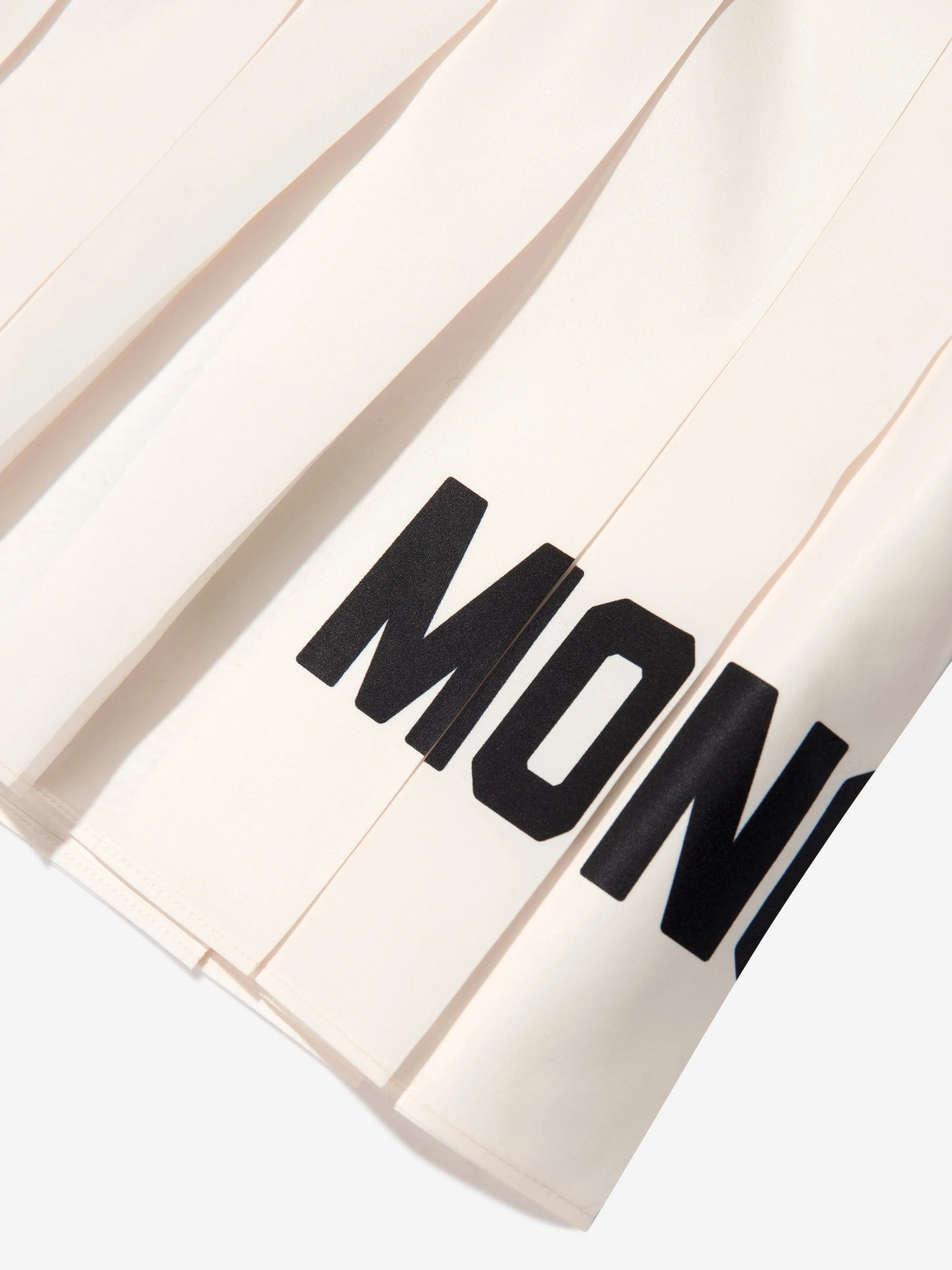 Moncler Enfant Girls Pleated Logo Skirt in Ivory