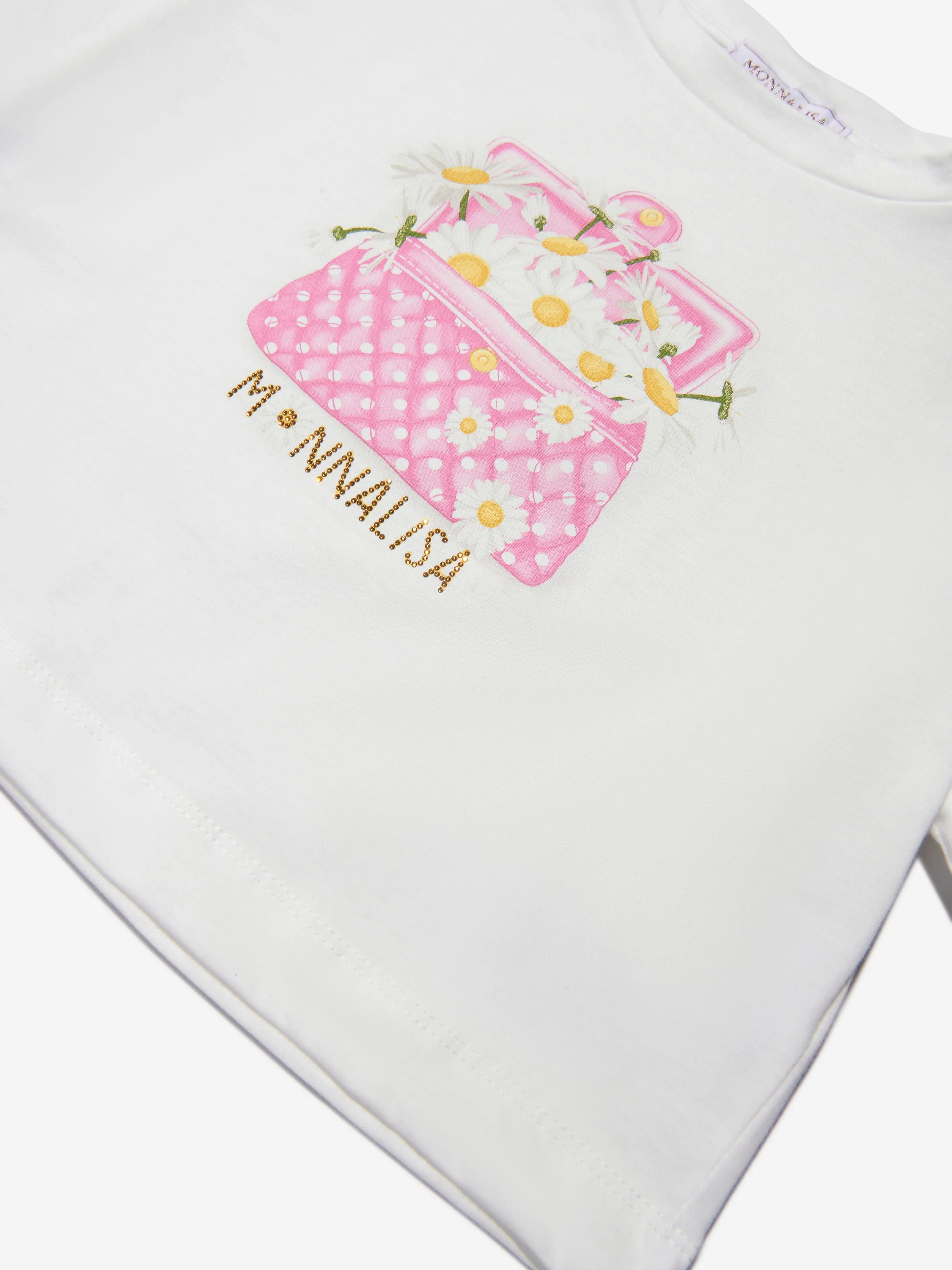 Monnalisa Girls Cotton Jersey Daisy Purse T-Shirt
