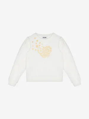 Moschino Girls Heart Logo Sweatshirt in Ivory