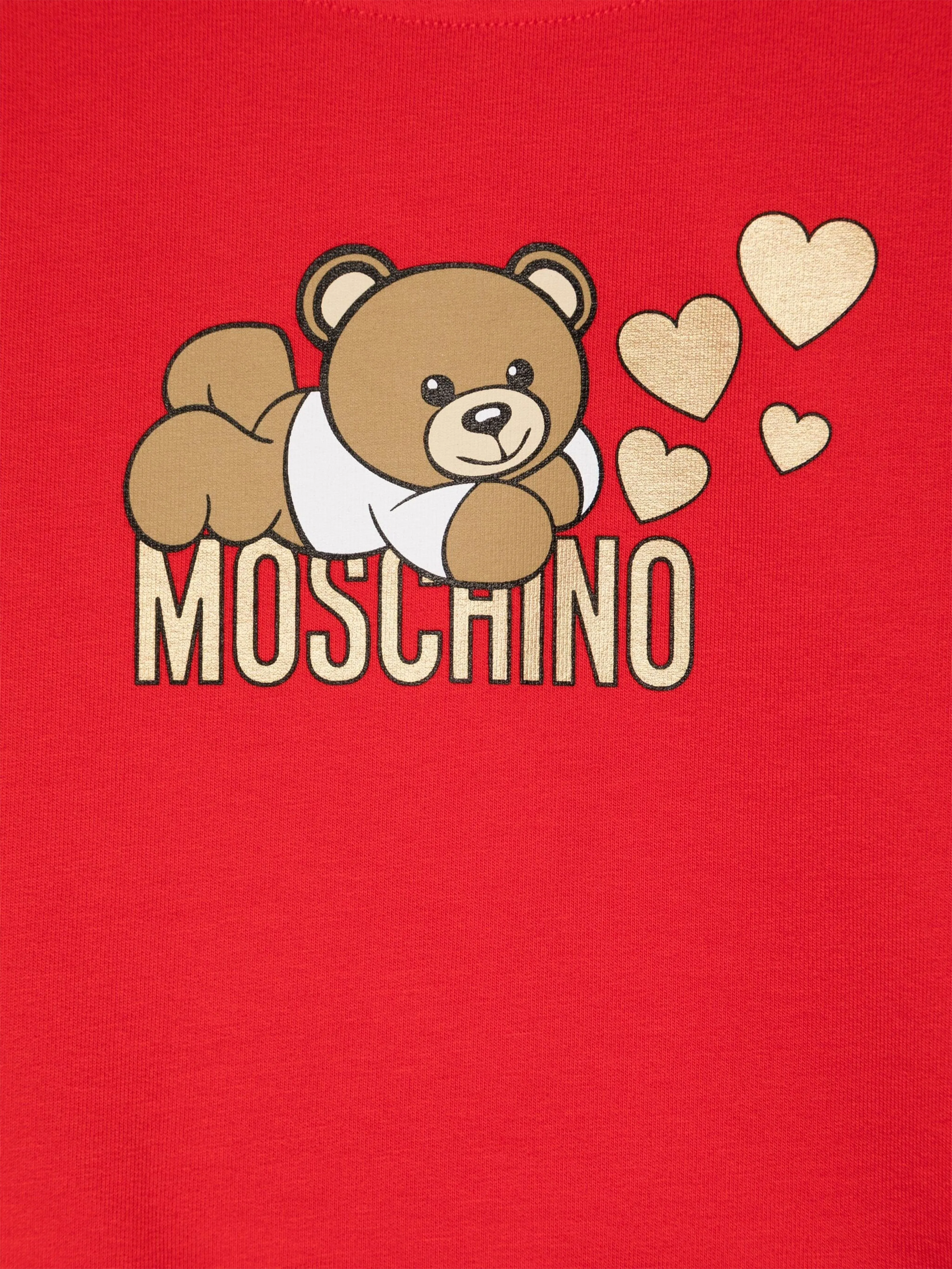 Moschino Girls Teddy Bear Logo Sweatshirt in Red