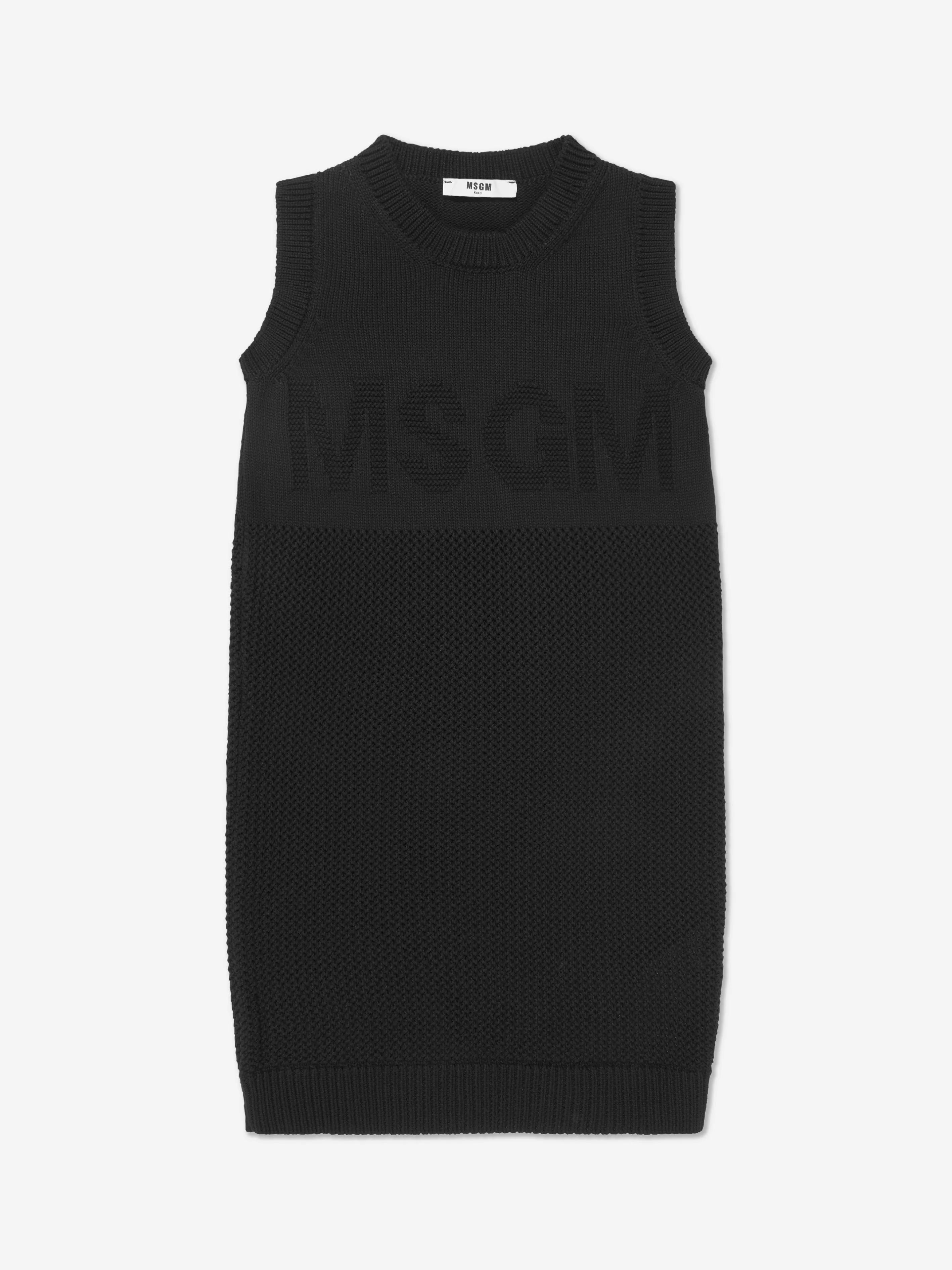 MSGM Girls Tank Top Logo Dress in Black