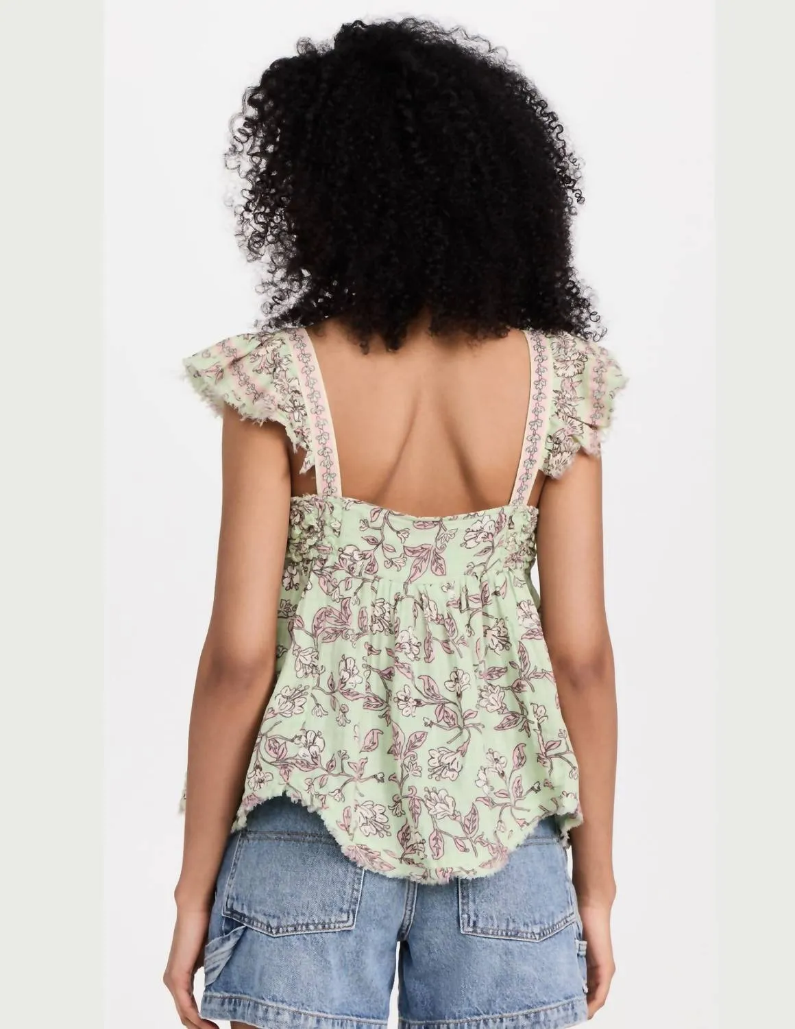 Nala Printed Babydoll Top In Sweet Mint Combo