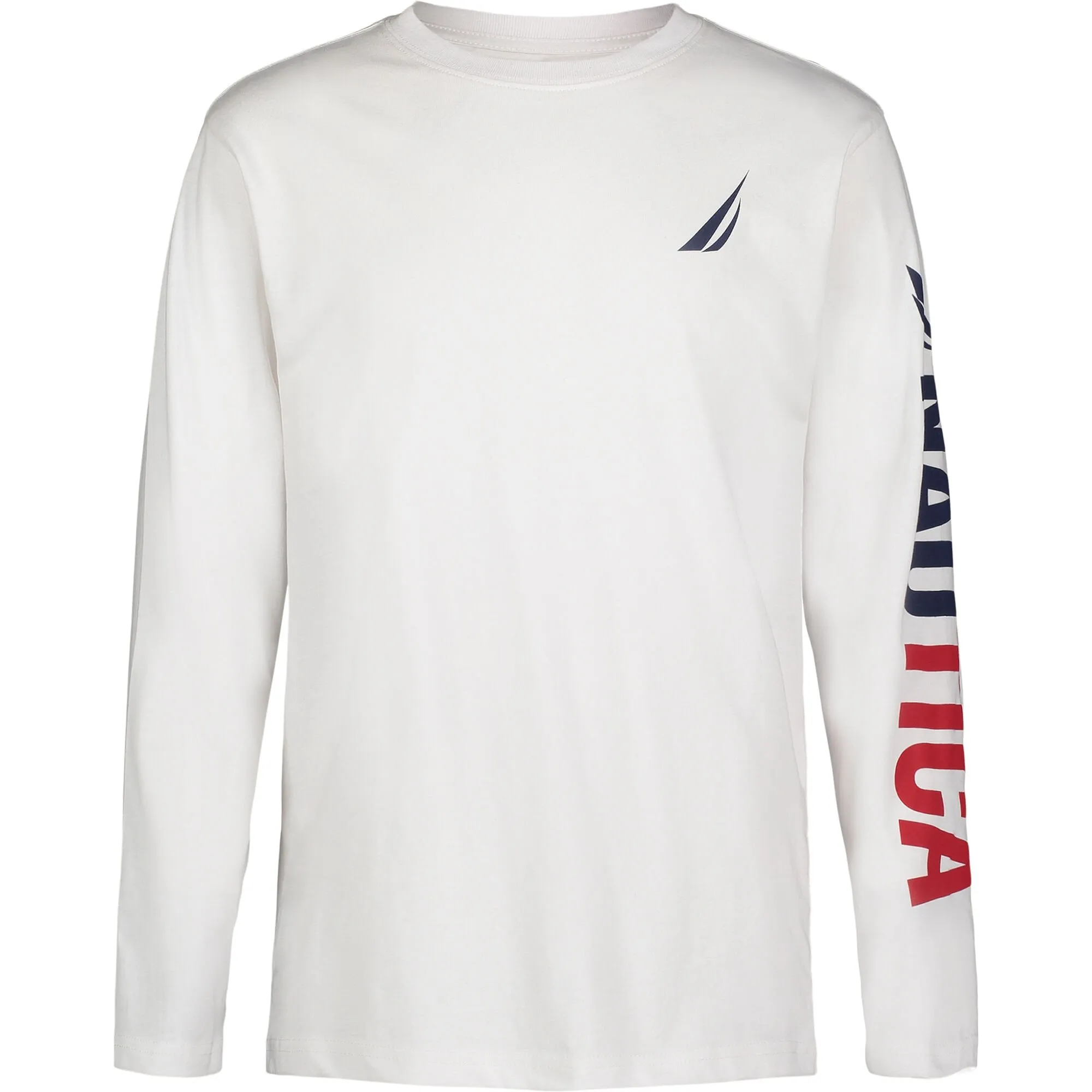 Nautica Boys’ Logo Long-Sleeve T-Shirt Antique White Wash Nautica