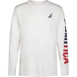 Nautica Boys’ Logo Long-Sleeve T-Shirt Antique White Wash Nautica