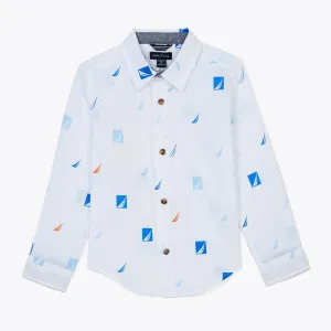 Nautica Little Boys’ Printed J-Class Shirt Antique White Wash Nautica