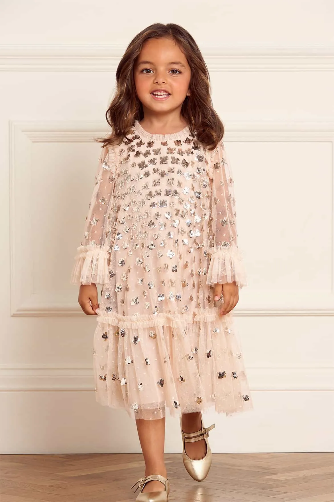 Needle & Thread Girls Glisten Tulle Dress in Pink