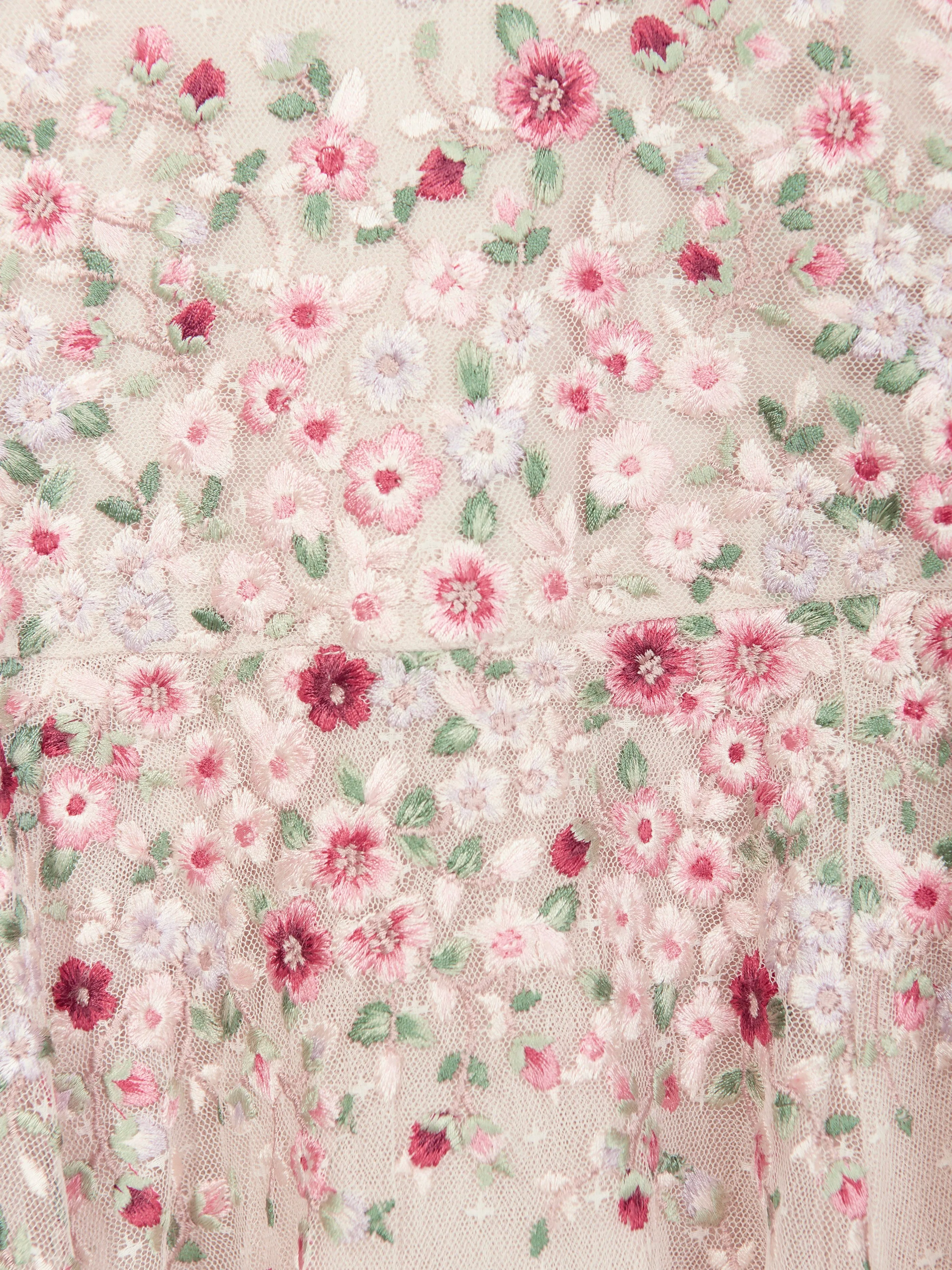 Needle & Thread Girls Lunaria Wreath Dress in Multicolour