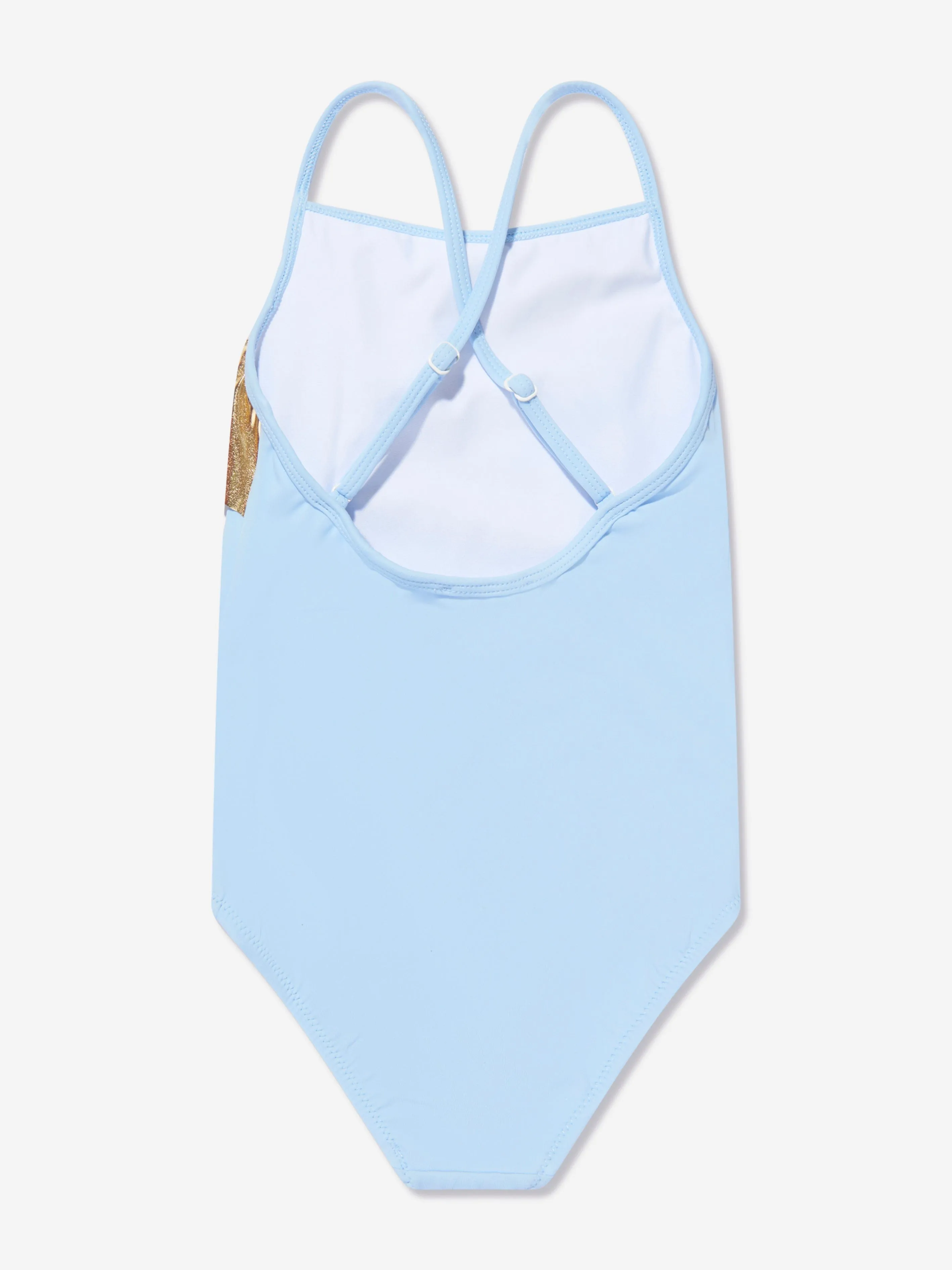 Nessi Byrd Girls Frill Criss Cross Gina Swimsuit in Blue