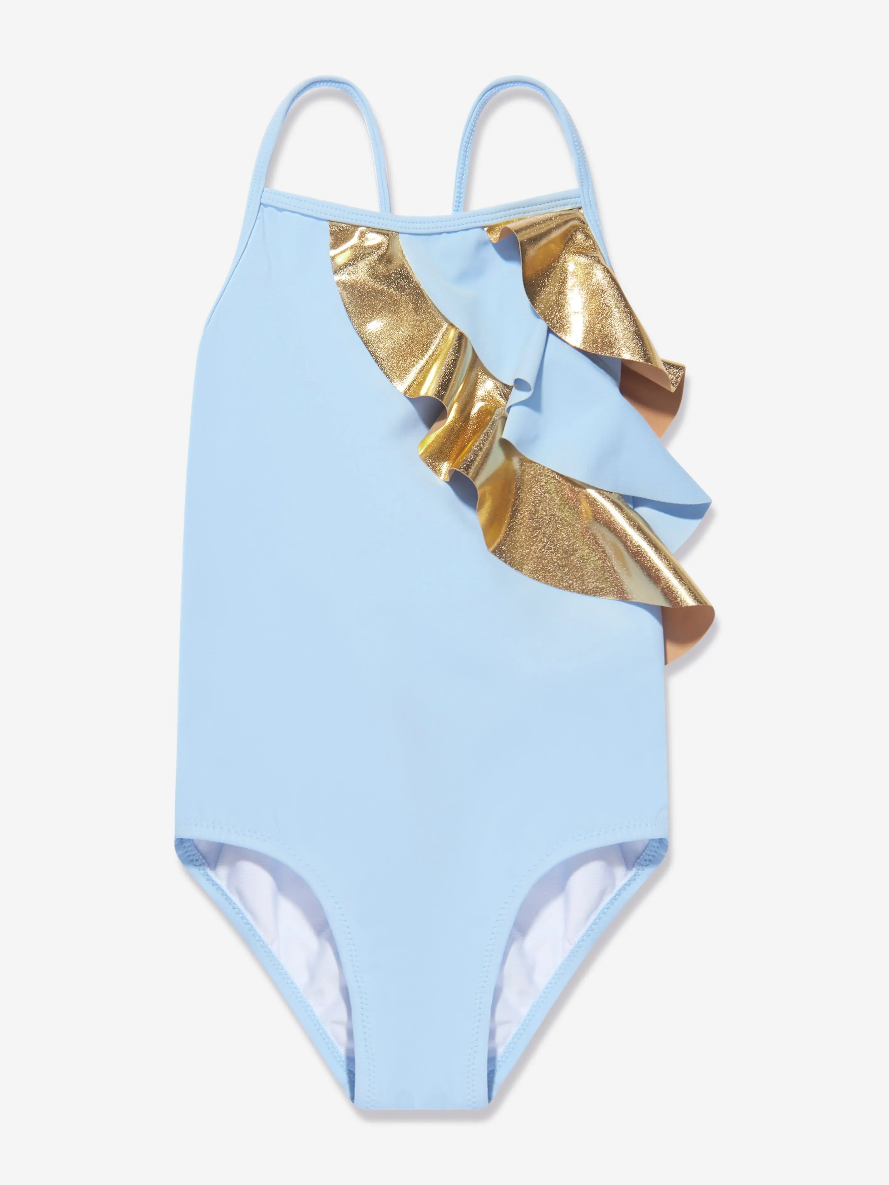 Nessi Byrd Girls Frill Criss Cross Gina Swimsuit in Blue