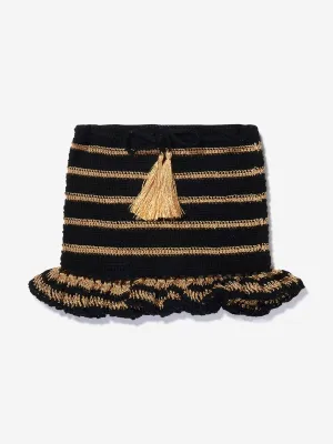 Nessi Byrd Girls Frilly Crocheted Yulia Skirt in Black