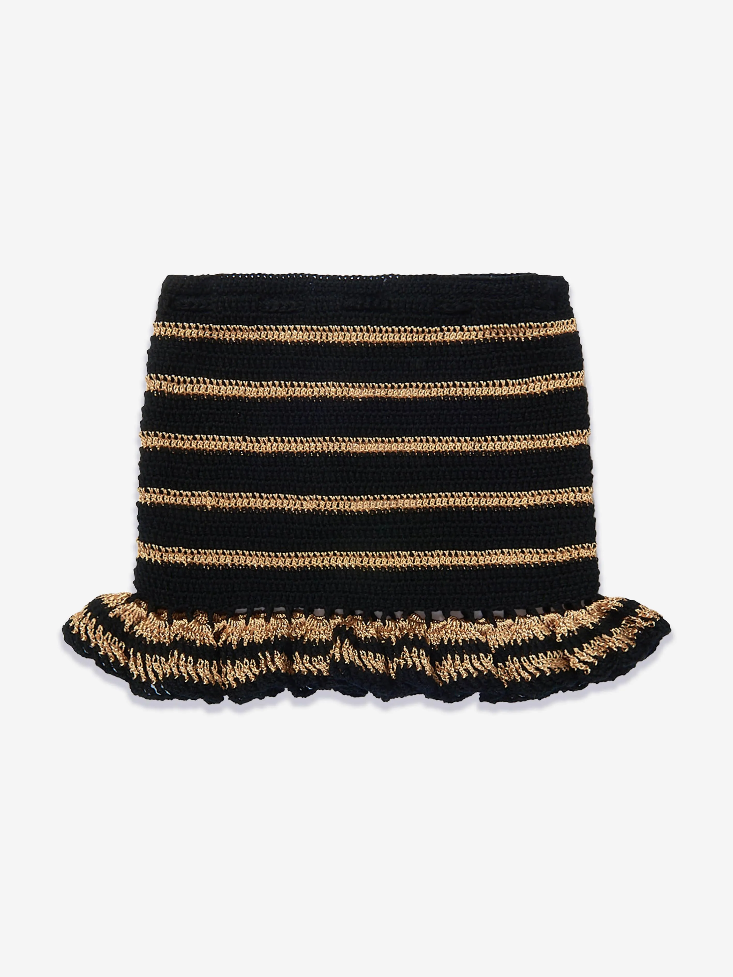 Nessi Byrd Girls Frilly Crocheted Yulia Skirt in Black