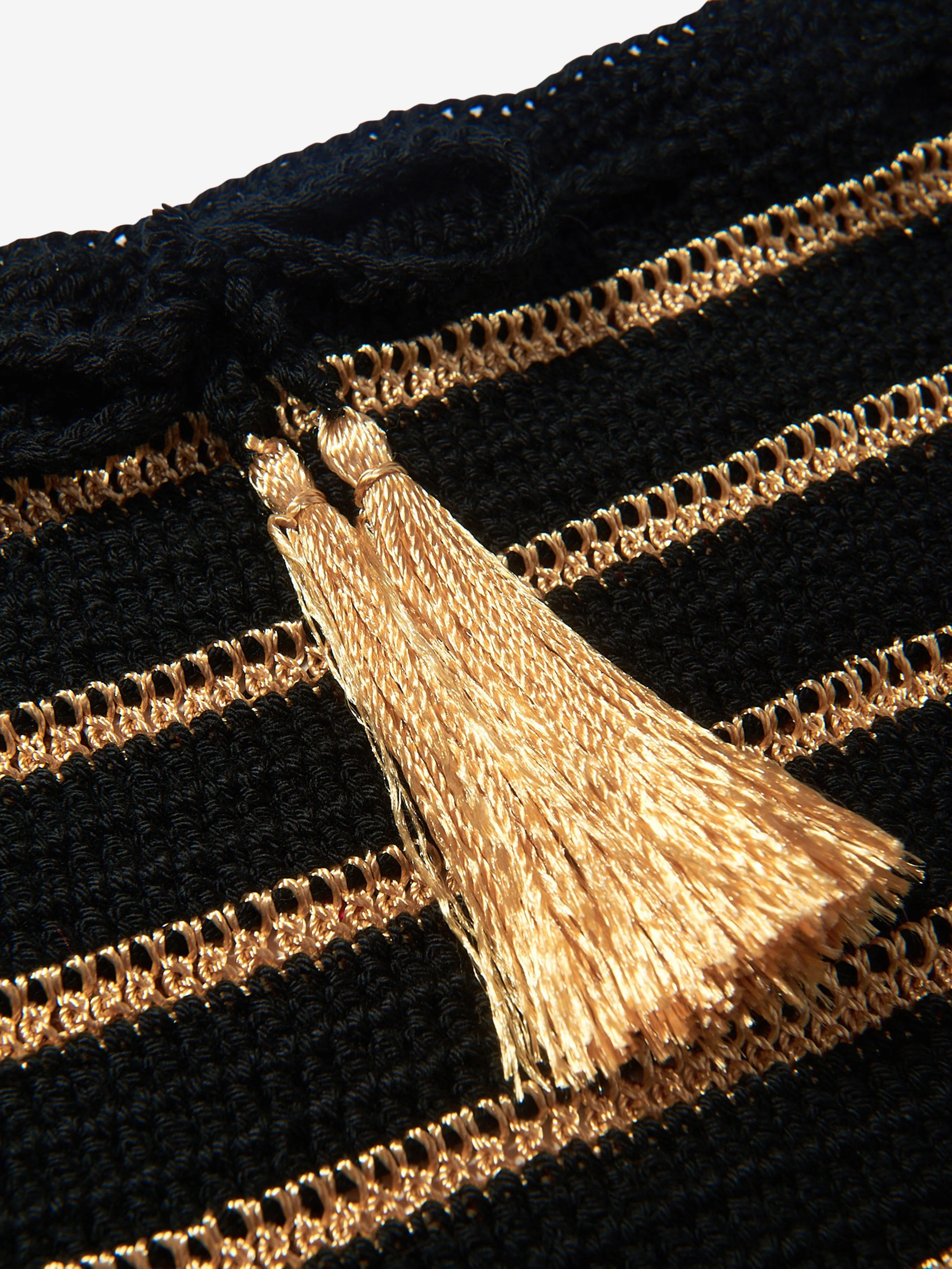 Nessi Byrd Girls Frilly Crocheted Yulia Skirt in Black