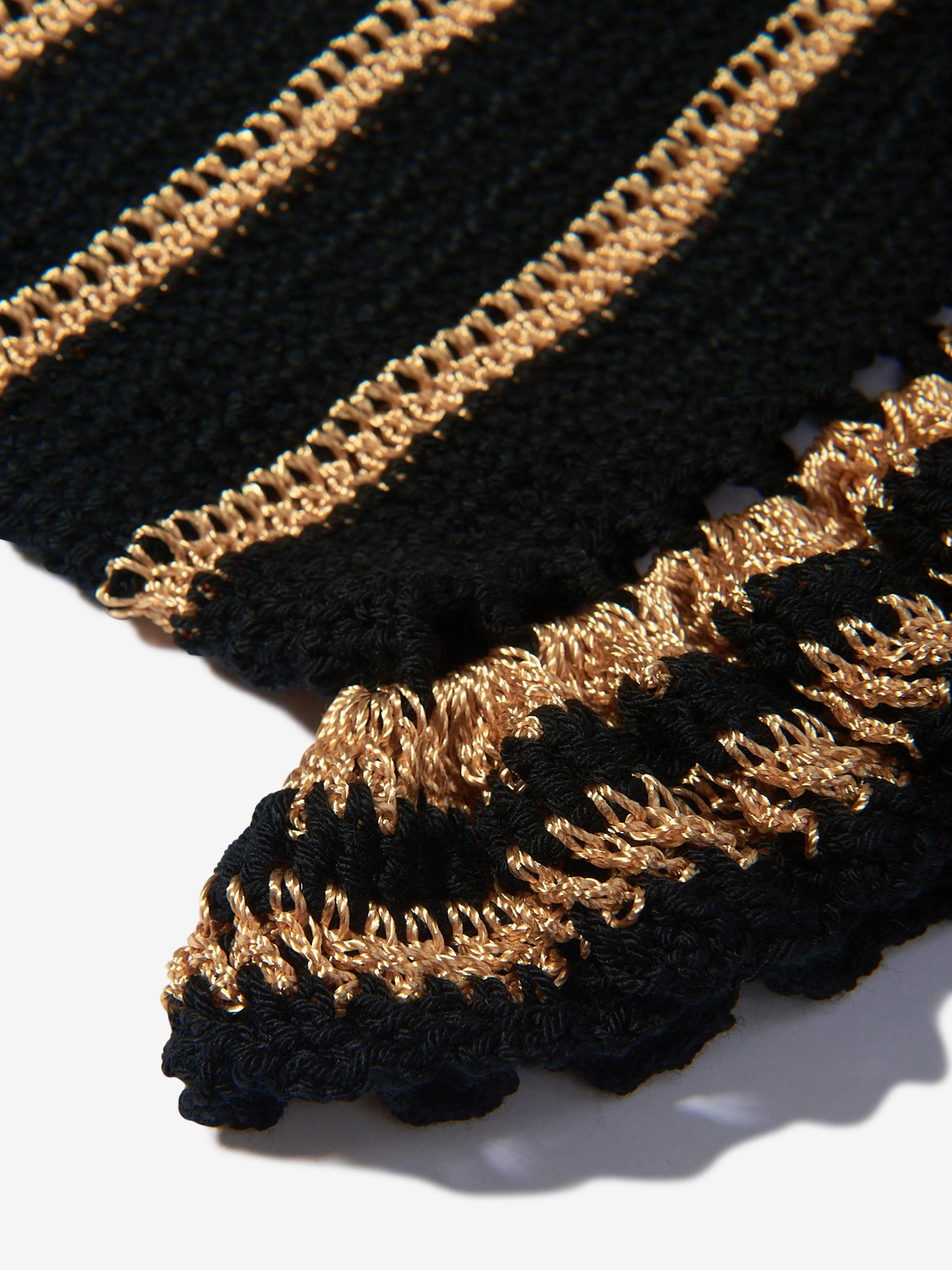 Nessi Byrd Girls Frilly Crocheted Yulia Skirt in Black