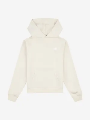 New Balance Girls French Terry Small Logo Hoodie in Beige