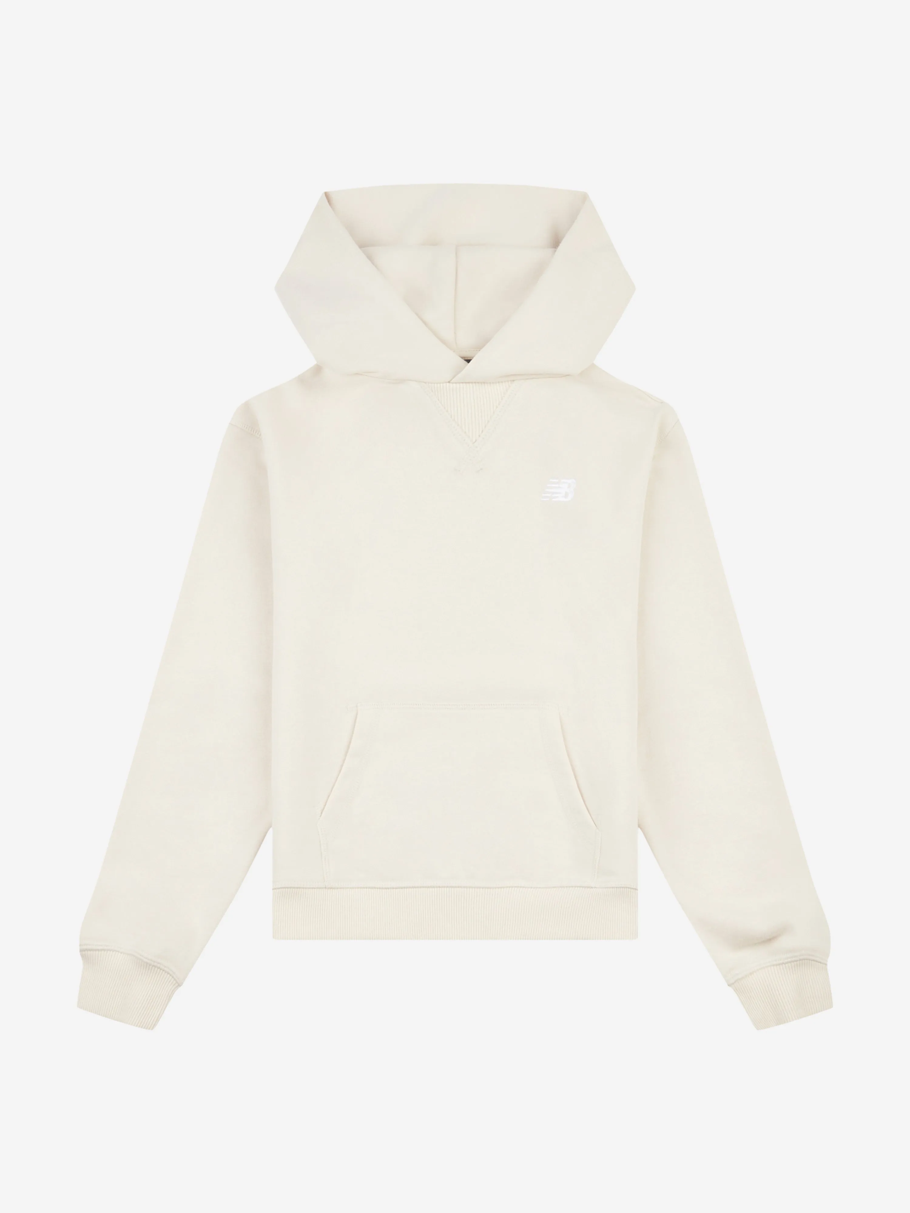 New Balance Girls French Terry Small Logo Hoodie in Beige