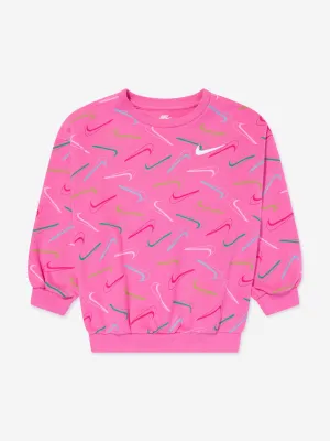 Nike Girls Swoosh Logo Sweatshirt in Pink