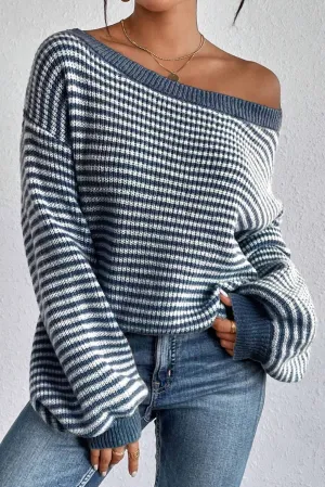 Off-The-Shoulder Sweater In Blue Horizon