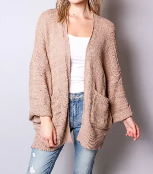 Open Front Cardigan In Tan