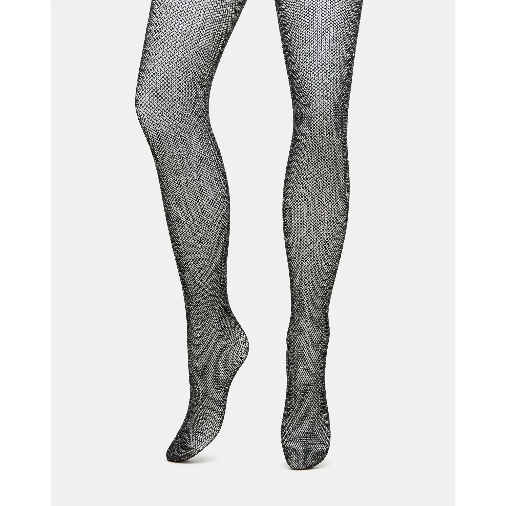 Open Work Lurex Tights Black