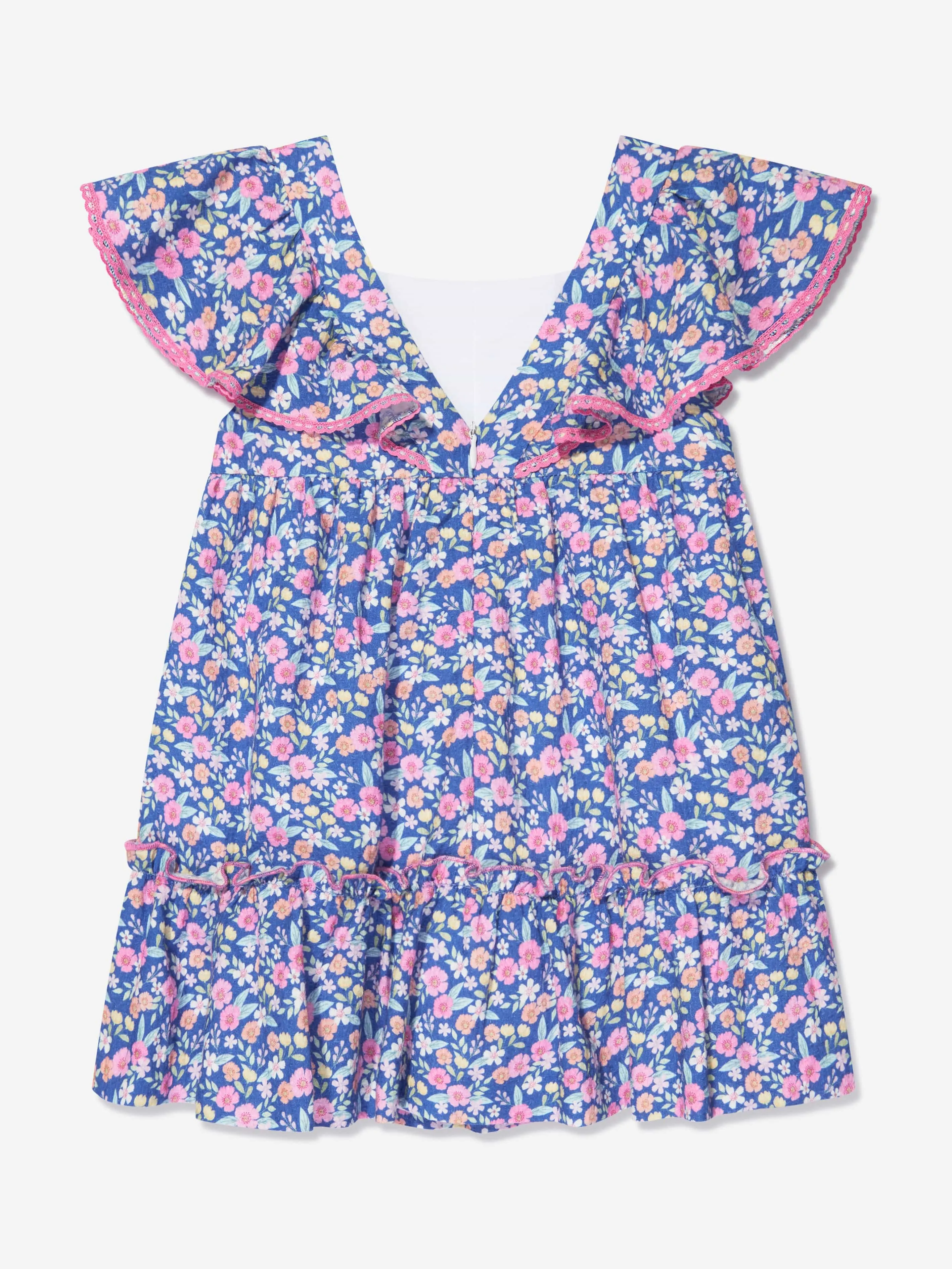 Paz Rodriguez Girls Floral Cotton Dress in Multicolour