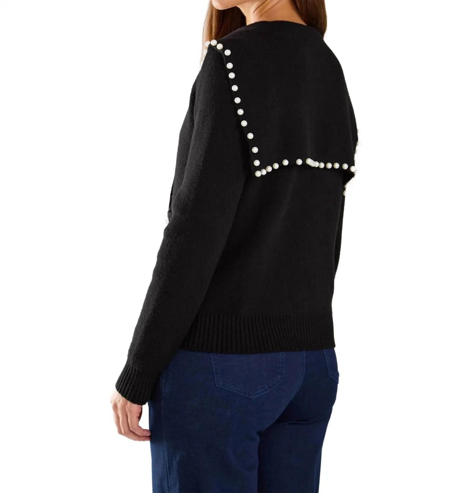 Pearl Embellishment Cardigan In Black