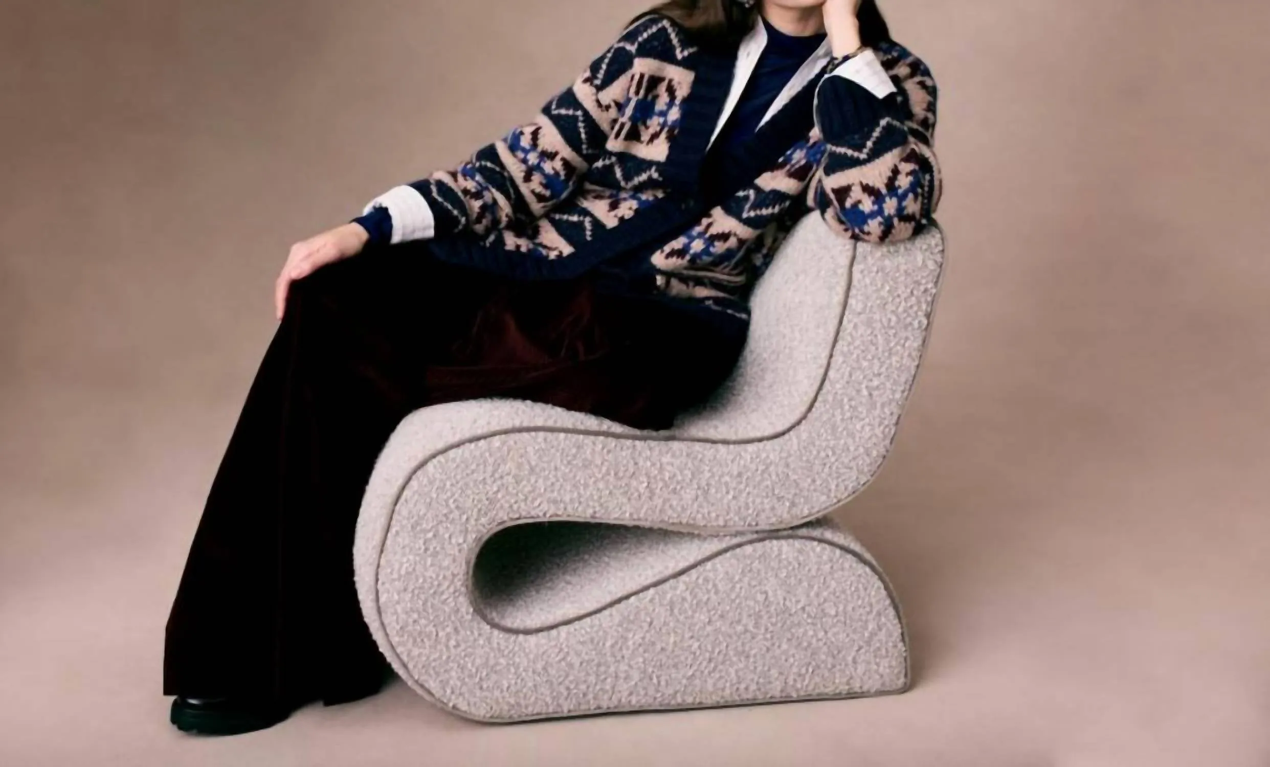 Plush Alpaca Fair Isle Cardigan In Oat